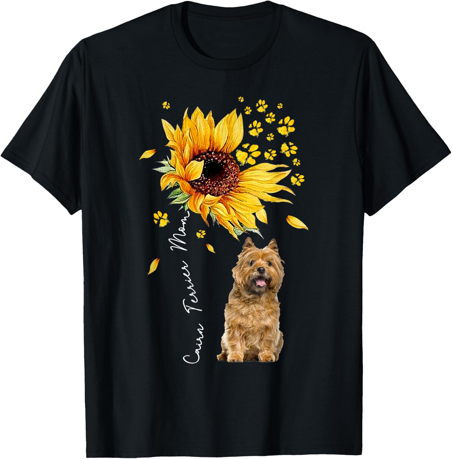 Sunflower Cairn Terrier Mom Dog Lover Gifts T-Shirt - T-Shirt | Black
