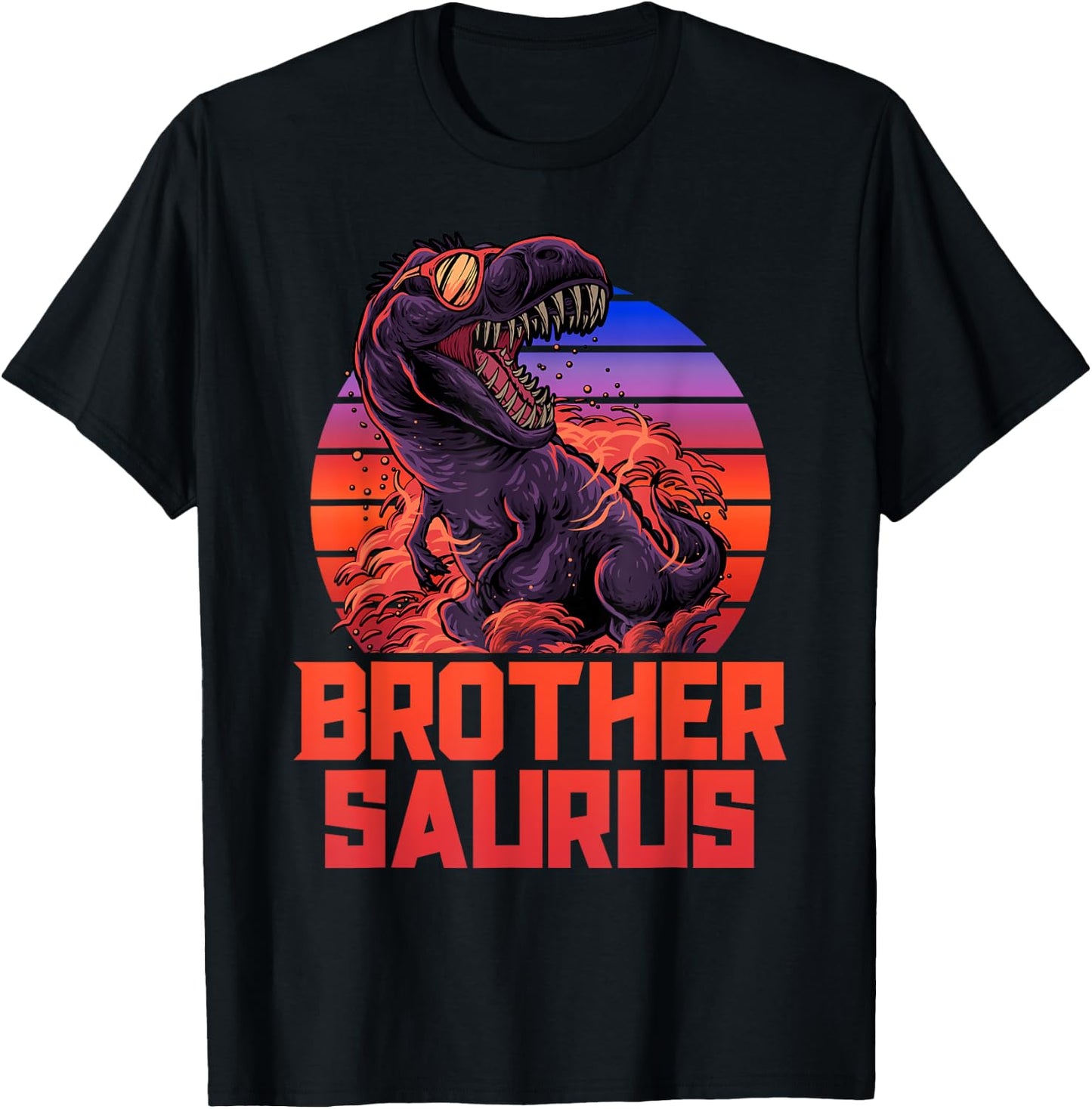Brothersaurus T-Rex Shirt Brother Saurus Retro 80s Dinosaur T-Shirt - T-Shirt | Black