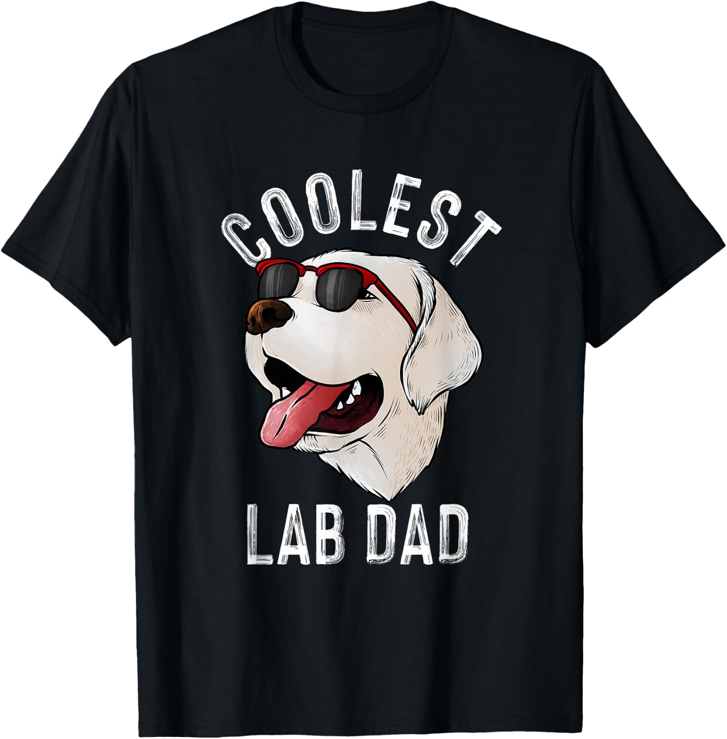 Funny Coolest Lab Dad Gift White Labrador Dog Lover Men T-Shirt - T-Shirt | Black
