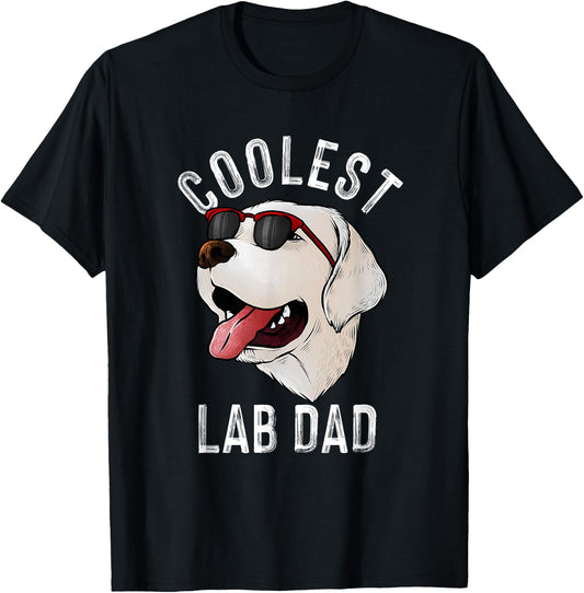 Funny Coolest Lab Dad Gift White Labrador Dog Lover Men T-Shirt - T-Shirt | Black