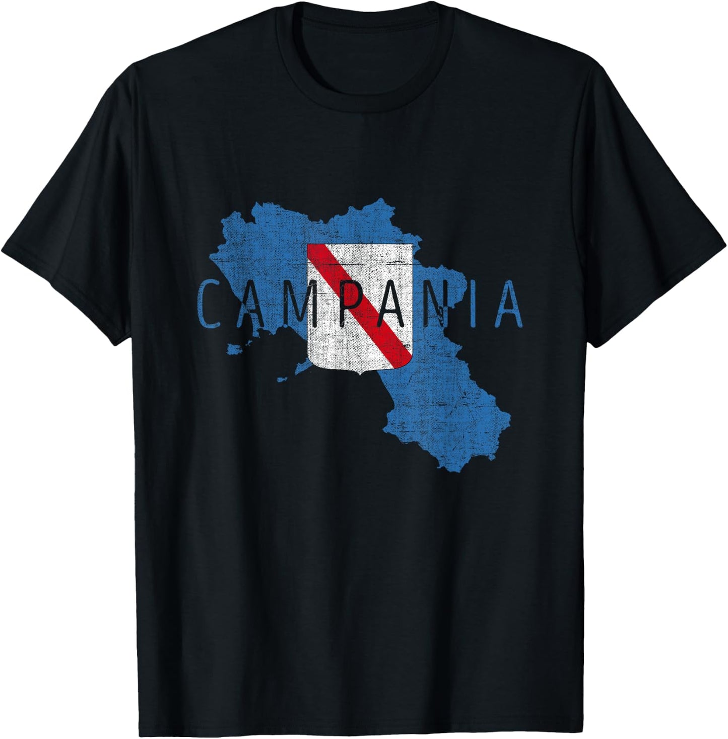 Campanian Map Word Art - Campania Italy Souvenir T-Shirt - T-Shirt | Black