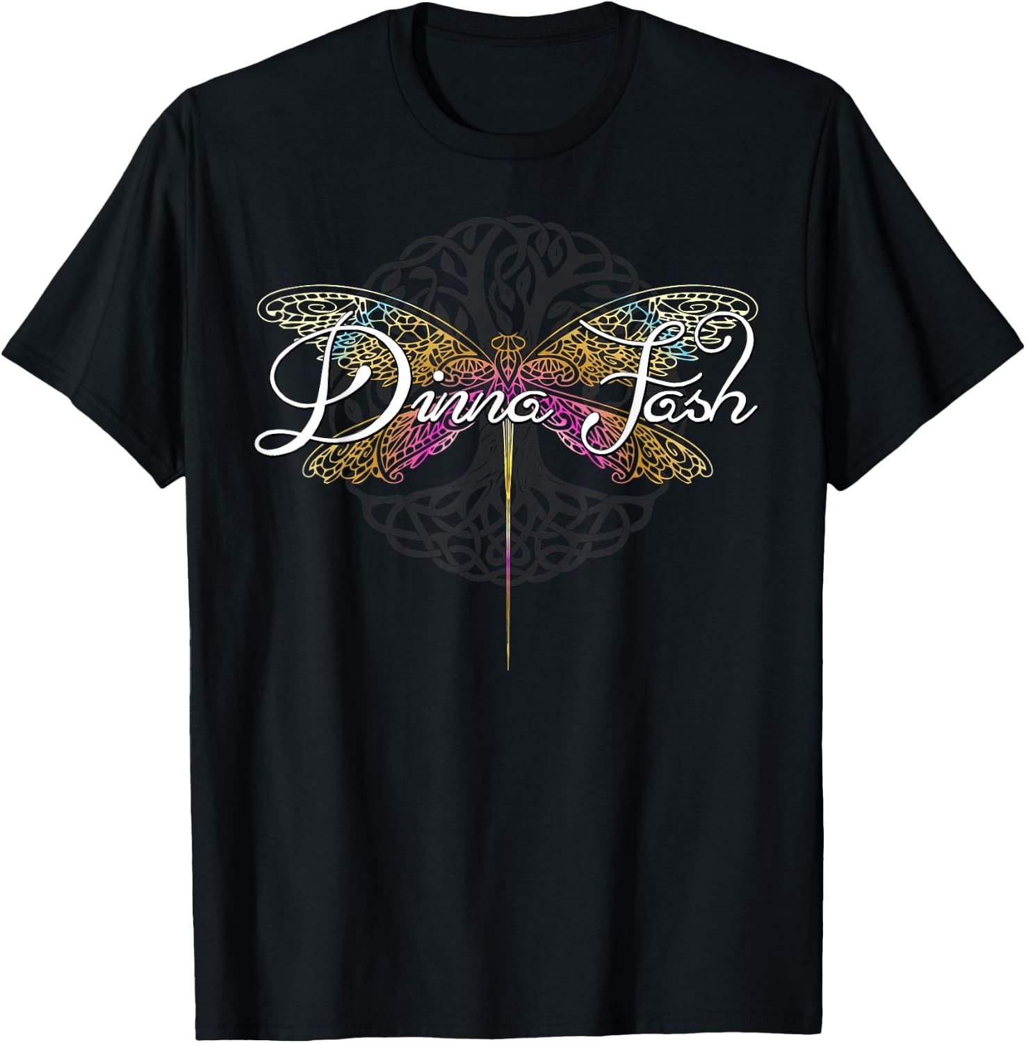 Dinna Fash Dragonfly | Scottish Gift T-Shirt - T-Shirt | Black