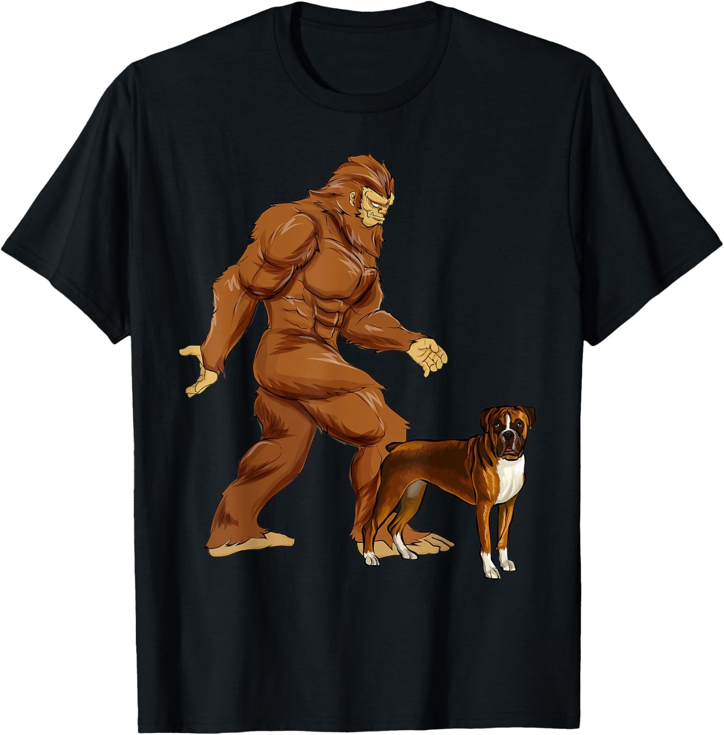 Funny Bigfoot Walking Boxer Sasquatch Dog Women Kids T-Shirt - T-Shirt | Black