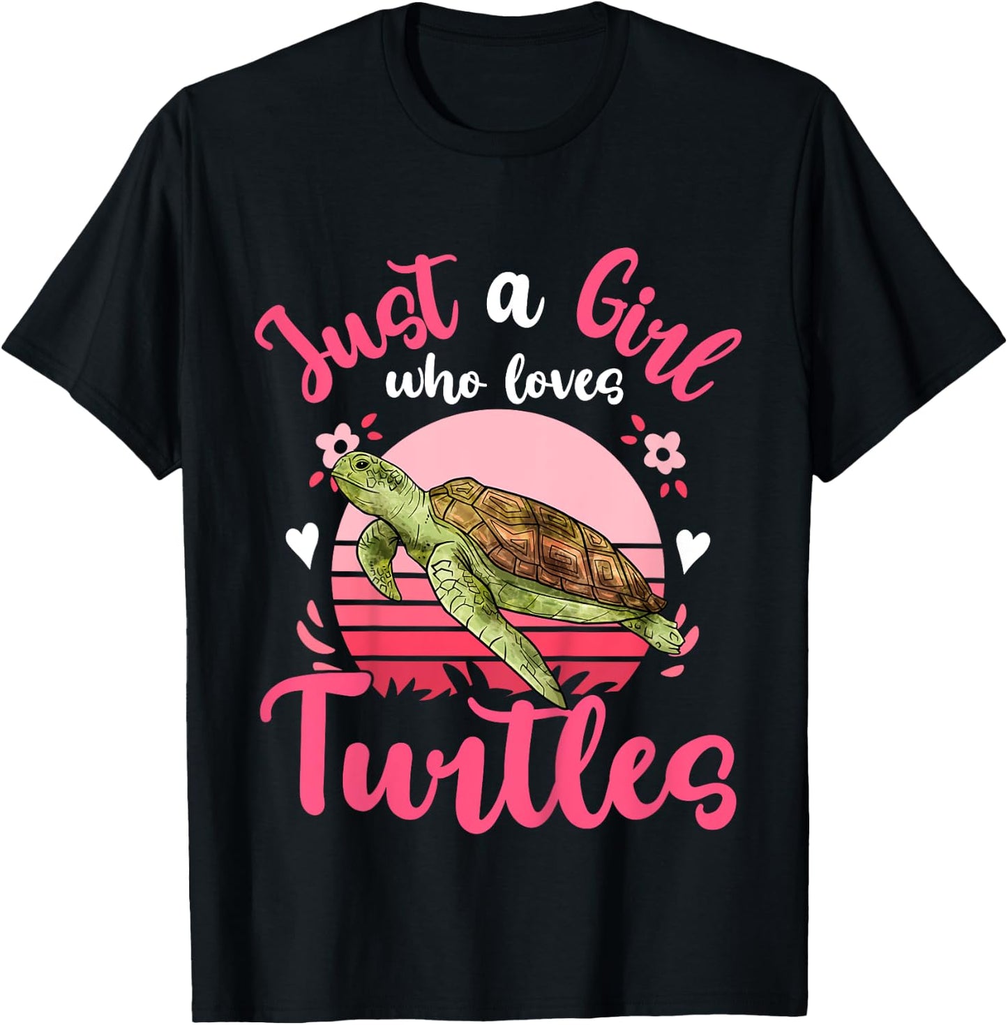 Kids Sea Turtle Just a Girl Who Loves Turtles T-Shirt - T-Shirt | Black