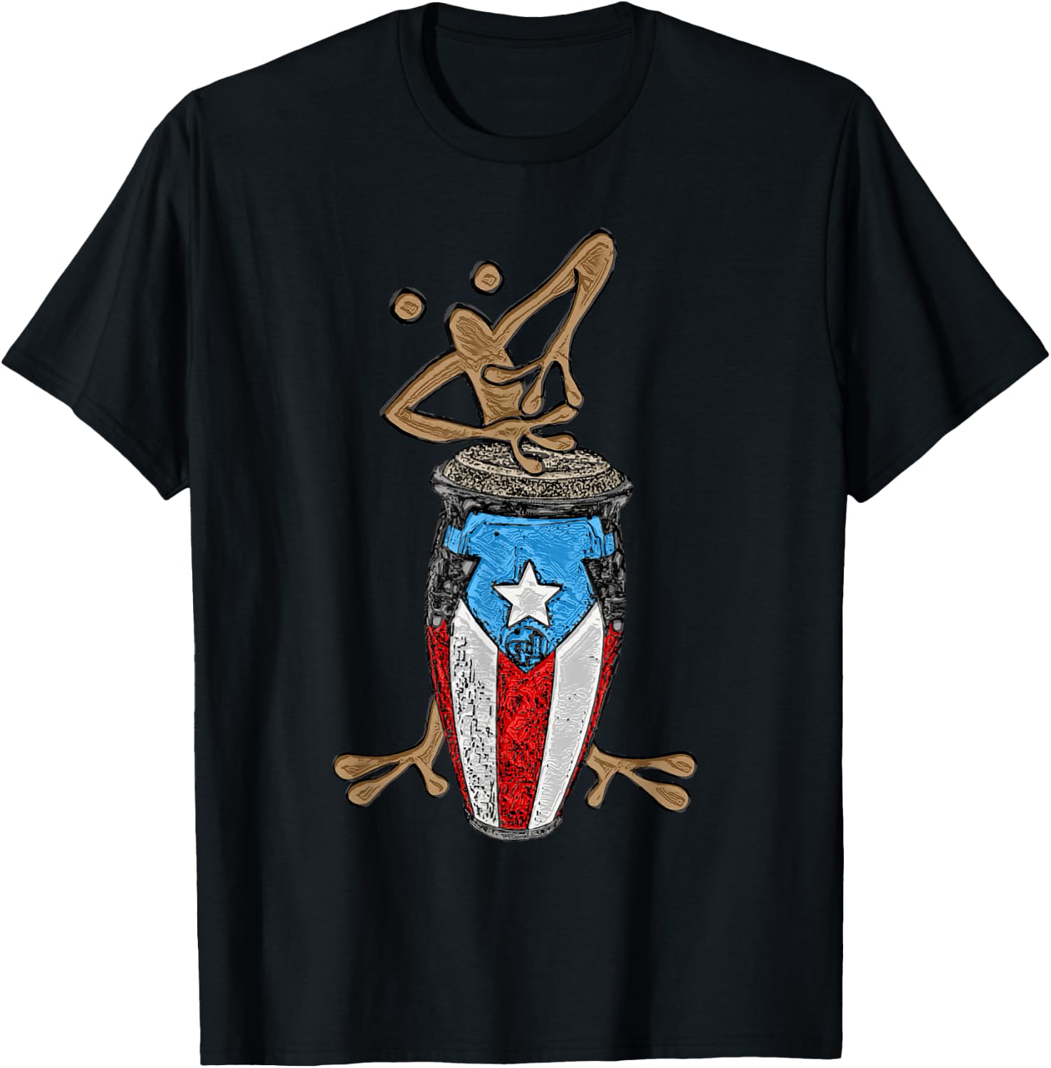 Coqui Taino Conga Boricua Puerto Rican Flag Gift T-Shirt - T-Shirt | Black