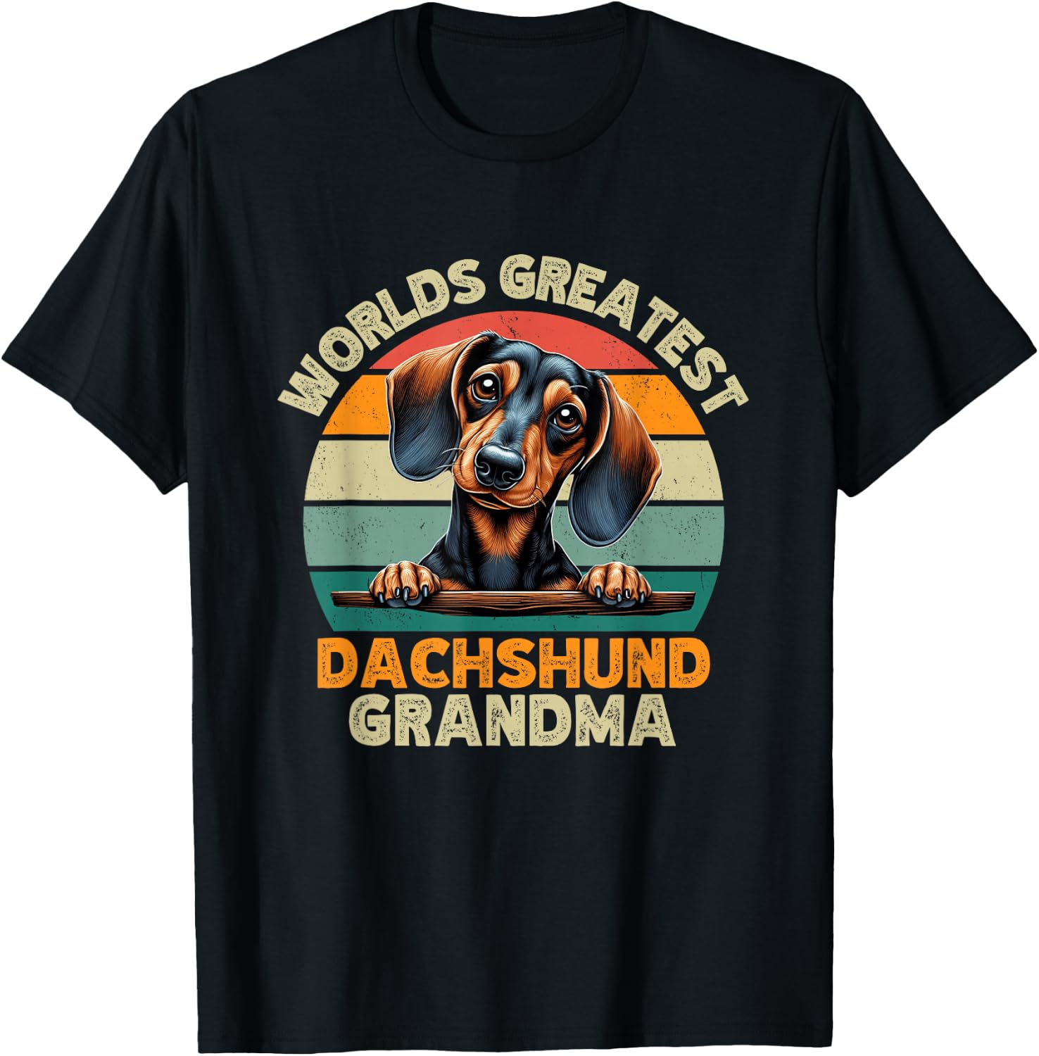 Worlds Greatest Dachshund Grandma Funny Retro Dog Owner T-Shirt - T-Shirt | Black