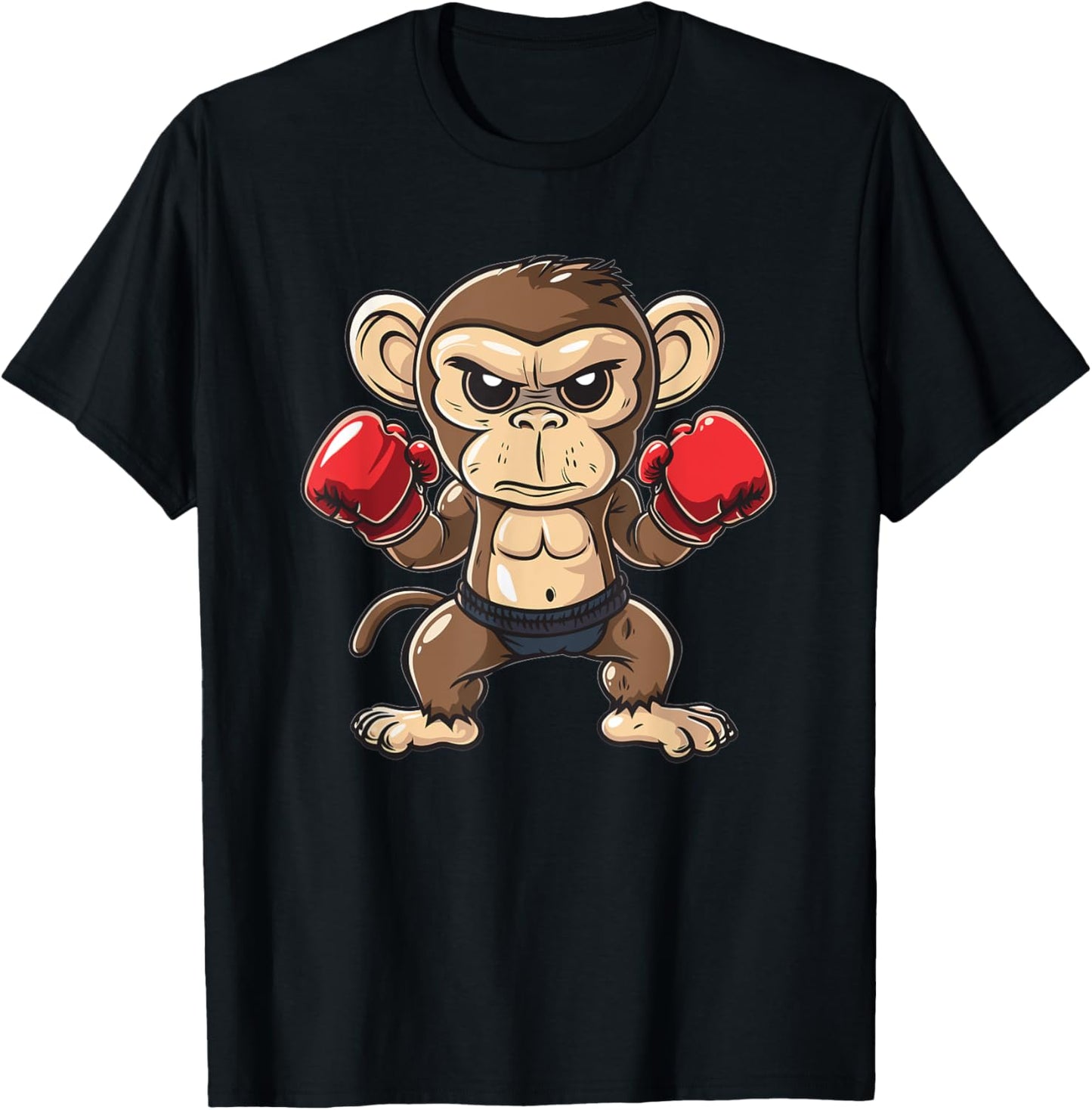 Cute Boxing Monkey T-Shirt - T-Shirt | Black