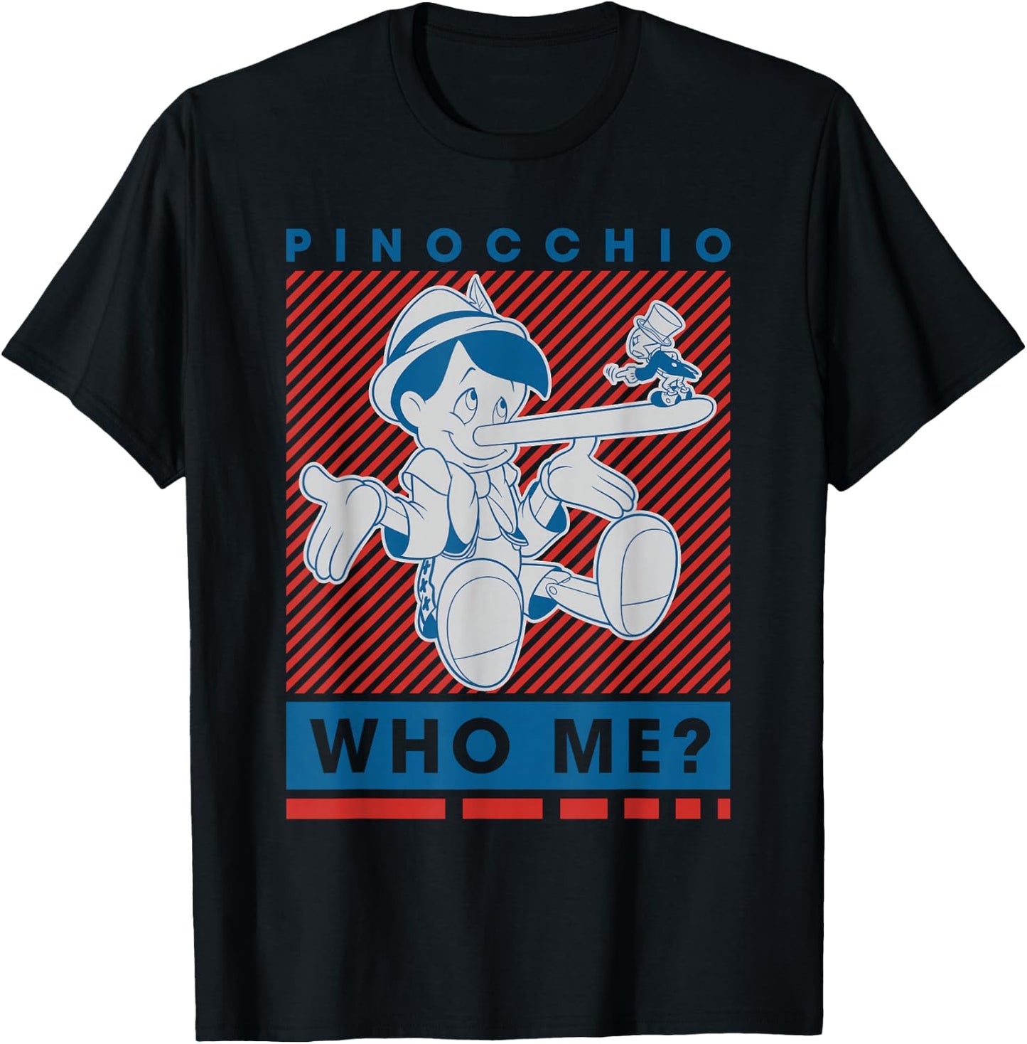 Disney Pinocchio and Jiminy Cricket Who Me? T-Shirt - T-Shirt | Black