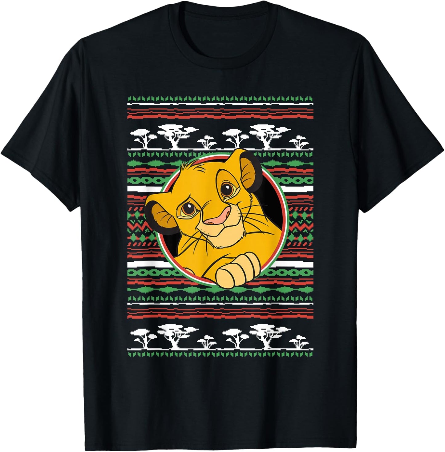 Disney The Lion King Simba Ugly Christmas Sweater Holiday T-Shirt - T-Shirt | Black