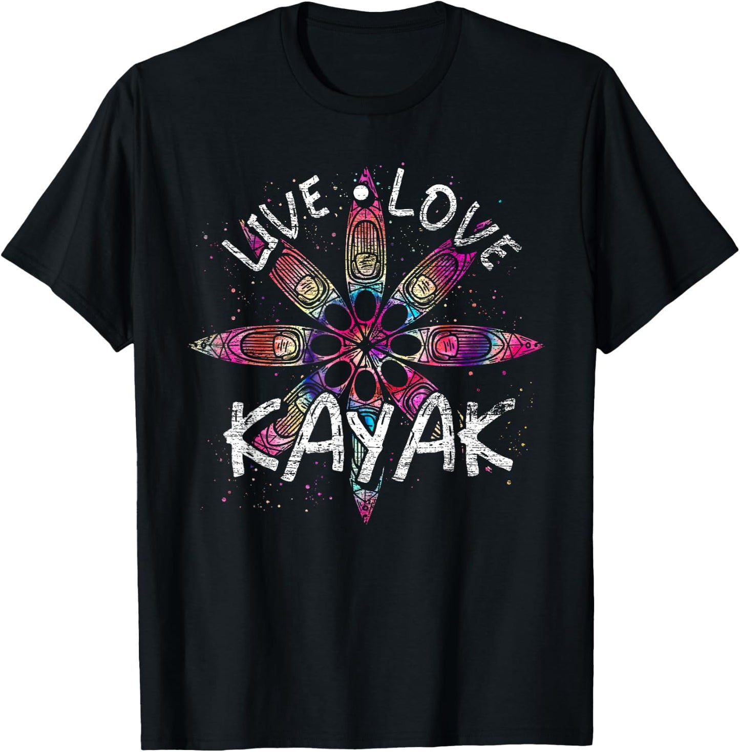Live Love Kayak Canoeing Water Sports Outdoor Kayaking T-Shirt - T-Shirt | Black