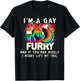 I'm A Gay Furry Rainbow Fox Wolf Fursona Fandom Pride Month T-Shirt - T-Shirt | Black