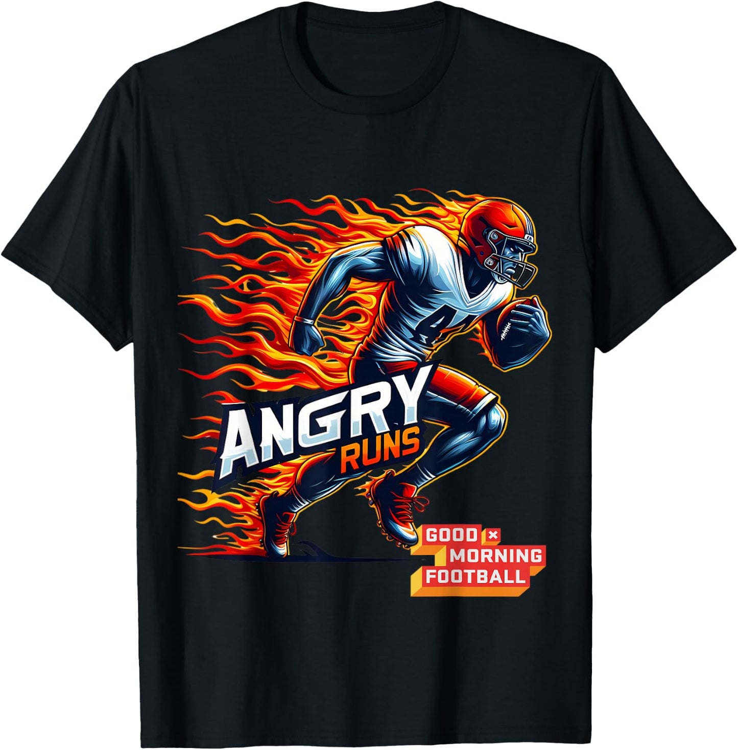 Angry Runs Good Morning Football Sport Lover Vintage Art T-Shirt - T-Shirt | Black