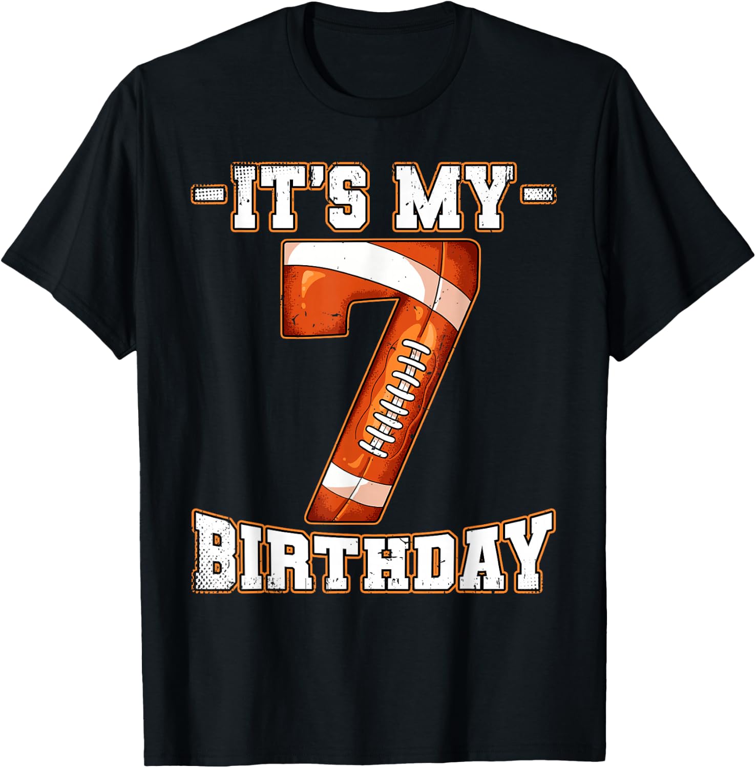 7th Birthday Football T-Shirt - T-Shirt | Black