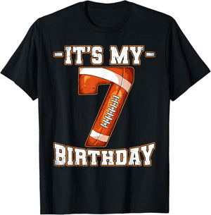 7th Birthday Football T-Shirt - T-Shirt | Black