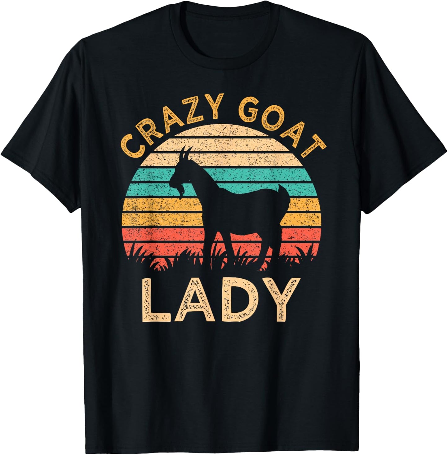 Vintage Crazy Goat Lady Funny Goats lover Farmer Gift T-Shirt - T-Shirt | Black