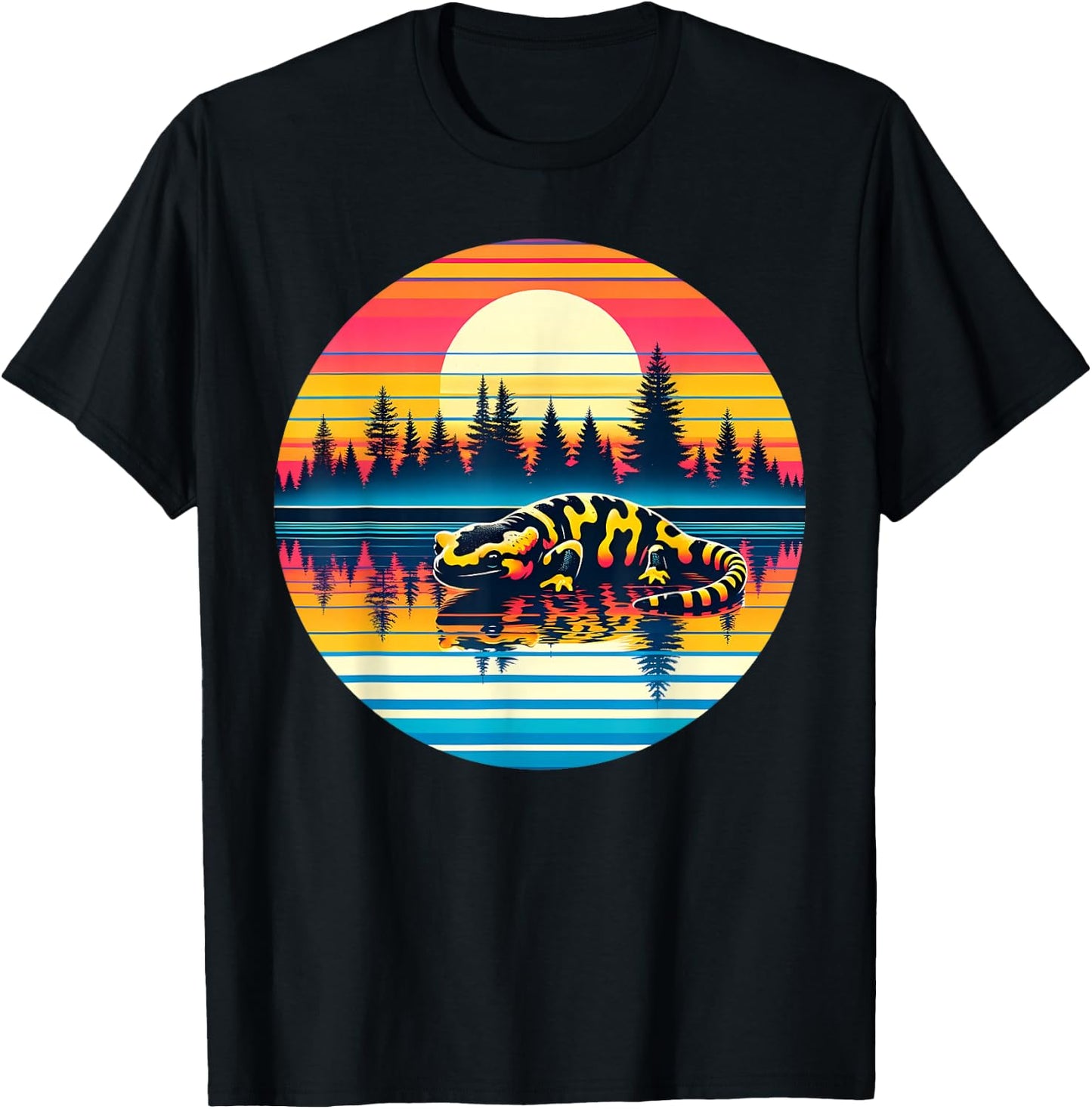 Tiger Salamander Sunset Retro Style Vintage 80s 70s Birthday T-Shirt - T-Shirt | Black