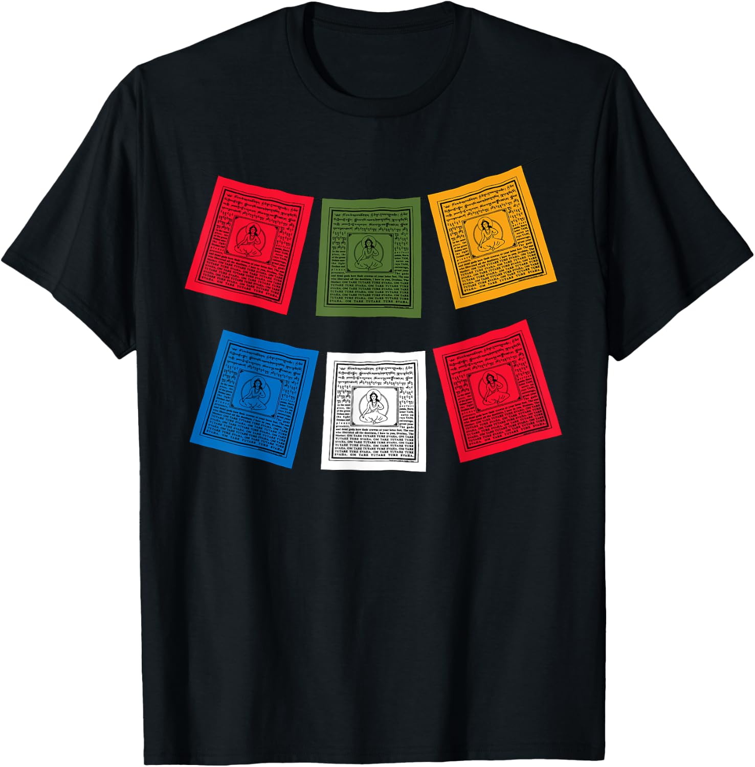 Tibetan Prayer Flags T-Shirt - T-Shirt | Black