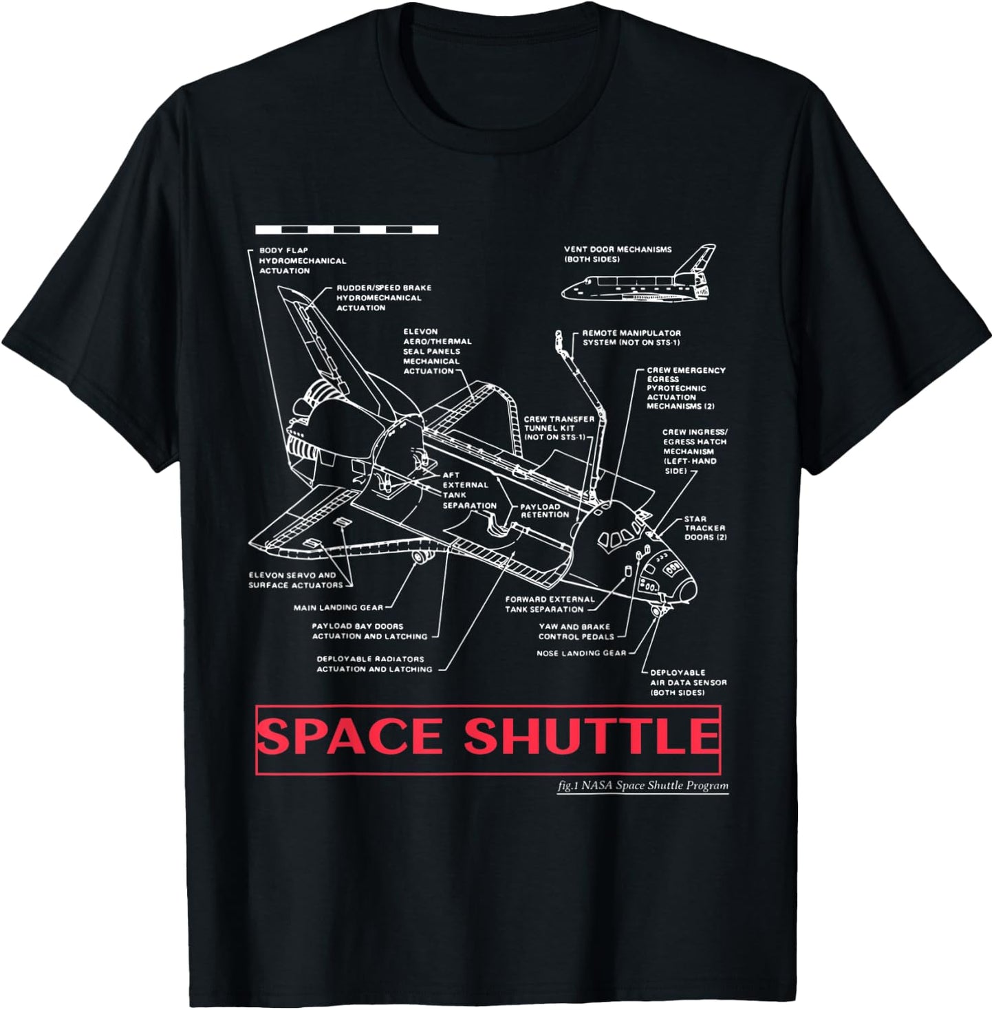 Space Shuttle Discovery Technical Specs Science T-Shirt - T-Shirt | Black