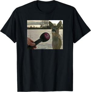 Deer Being Interviewed Meme T-Shirt - T-Shirt | Black