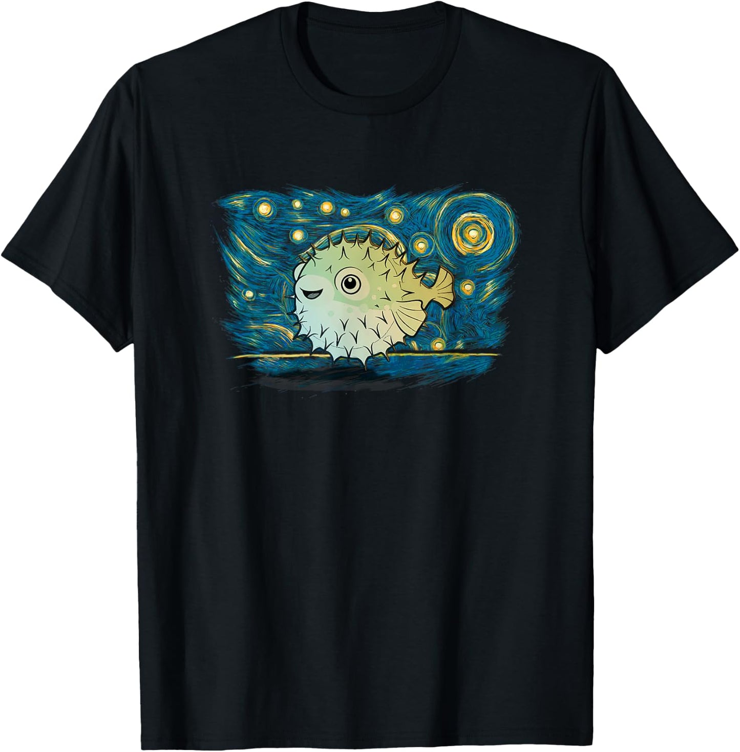 Retro Vintage Style Puffer Fish T-Shirt - T-Shirt | Black