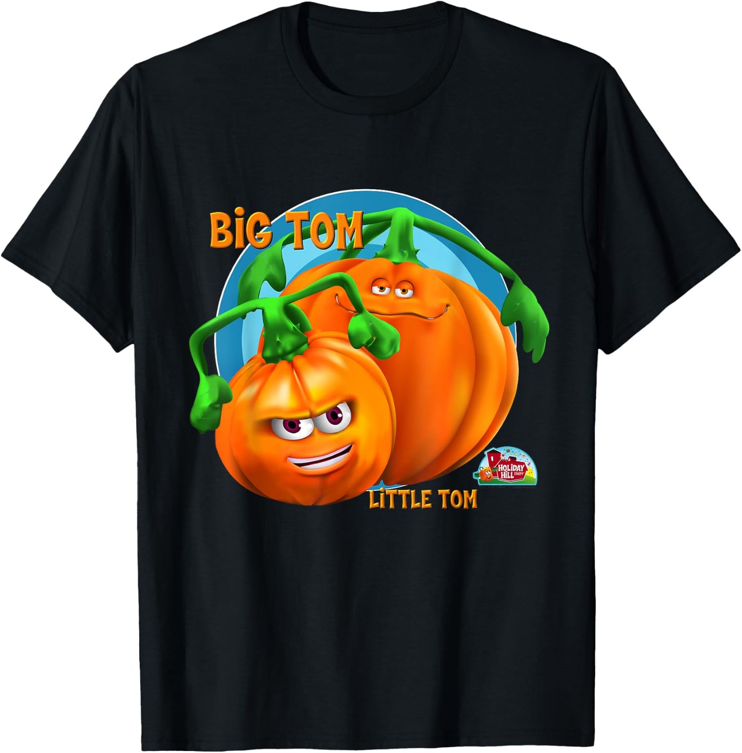 Spookley the Square Pumpkin Little Tom and Big Tom Character T-Shirt - T-Shirt | Black