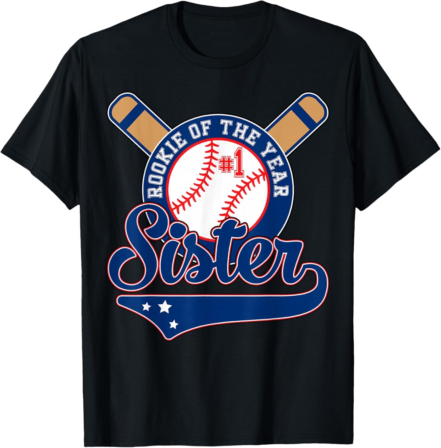 Sister of Rookie 1st Birthday Baseball Theme Matching Party T-Shirt - T-Shirt | Black
