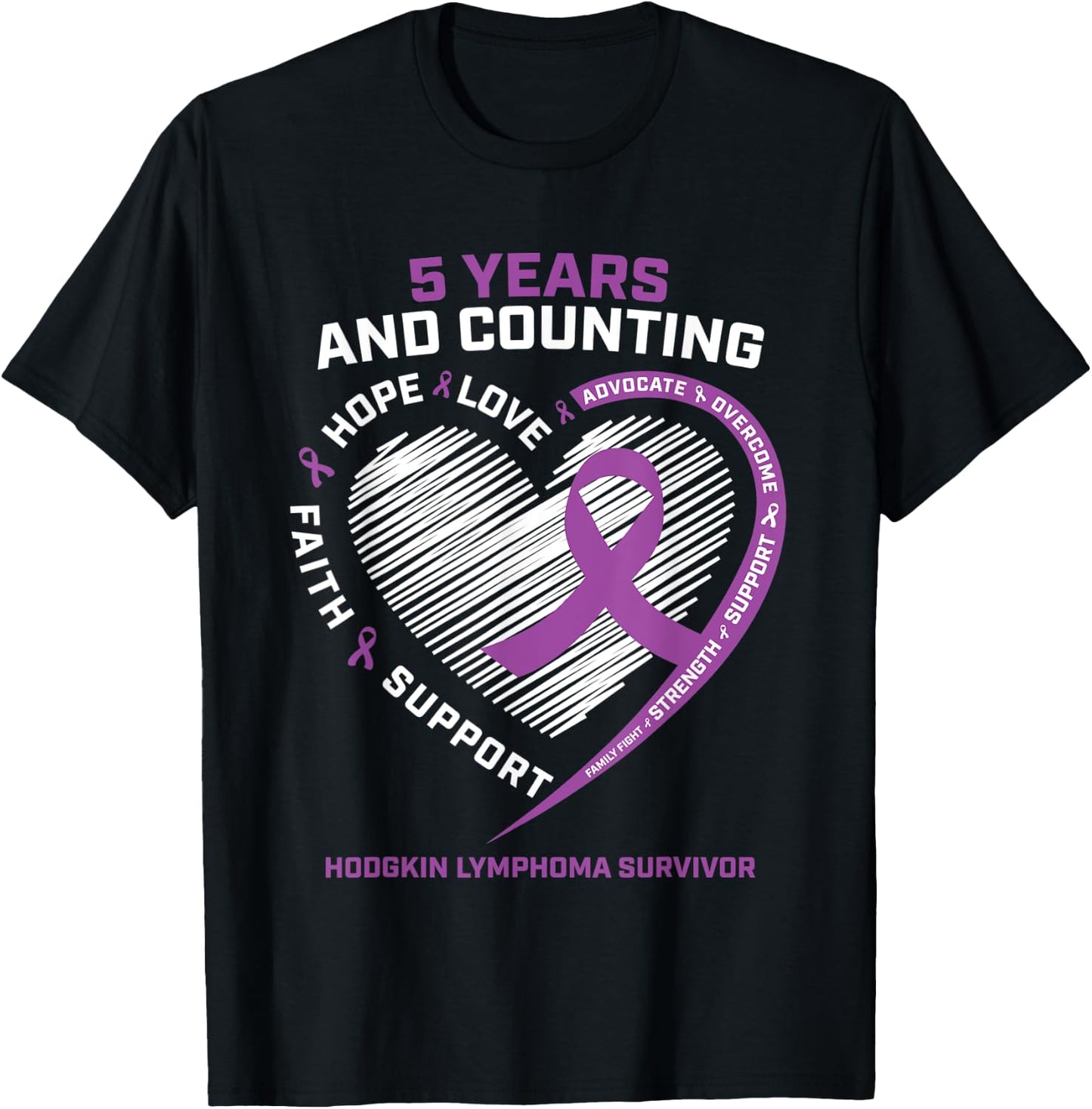 5 Years Cancer Free Gifts Women Hodgkin's Lymphoma Survivor T-Shirt - T-Shirt | Black