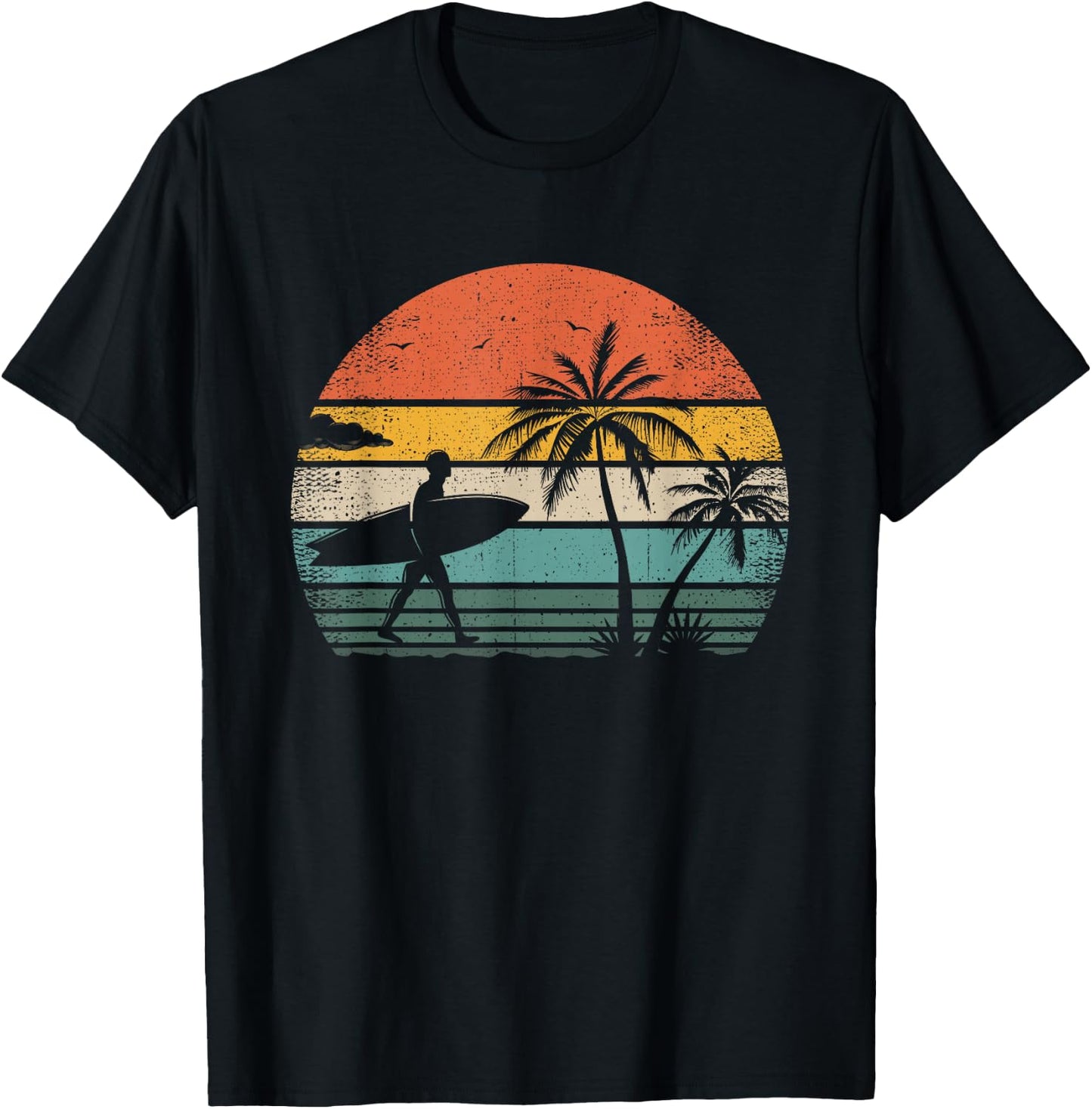 Vintage Surfing Retro Surf Style Palm Tree For Surfers T-Shirt - T-Shirt | Black