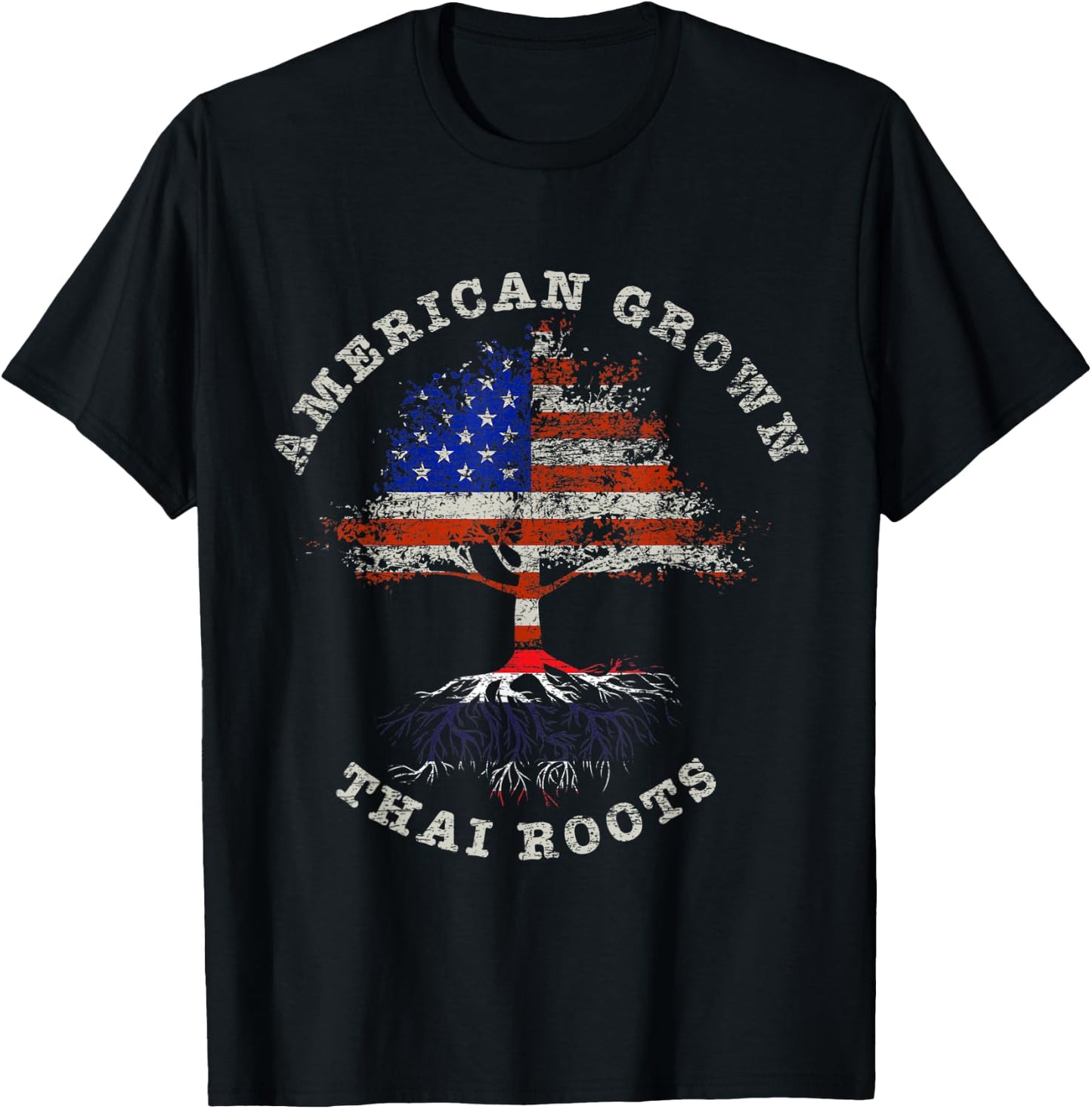 American Grown Thai Roots Thailand T-Shirt - T-Shirt | Black