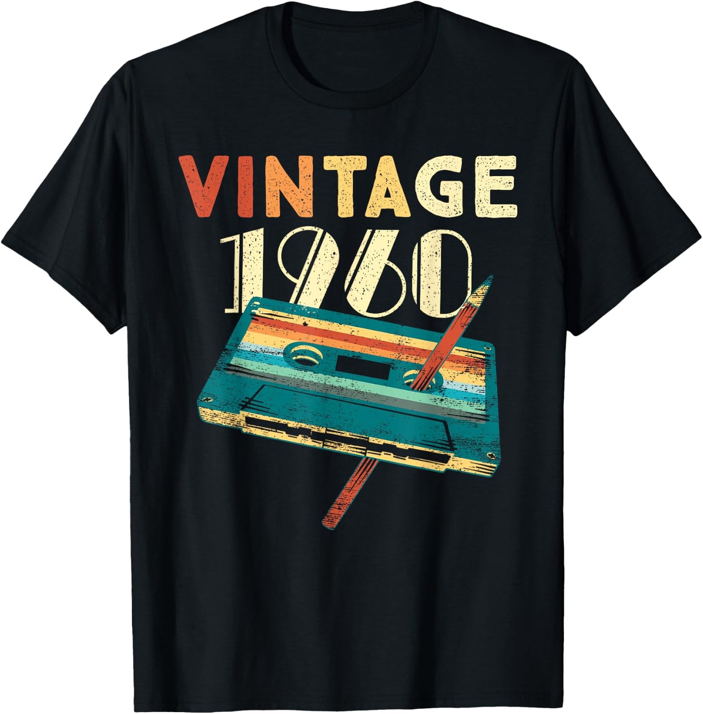 65 Years Old Gifts Vintage 1960 Music Cassette 65th Birthday T-Shirt - T-Shirt | Black
