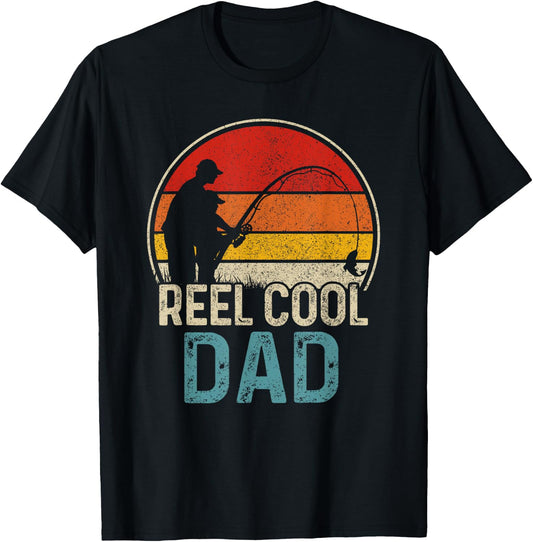 Reel Cool Dad Funny Fishing Fisherman Father's Day Gift T-Shirt - T-Shirt | Black