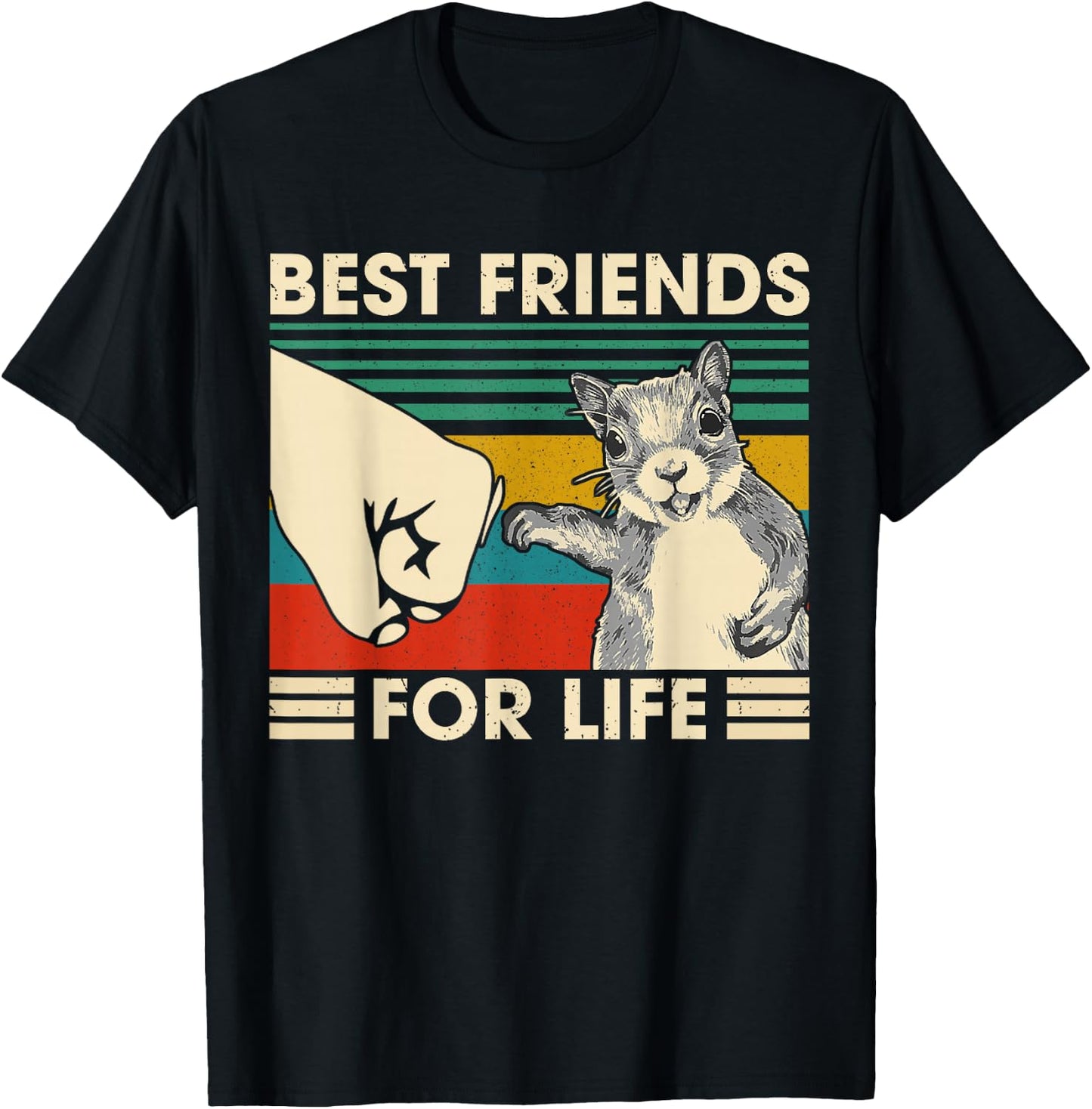 Retro Vintage Squirrel Best Friend for Life Fist Bump Small T-Shirt - T-Shirt | Black