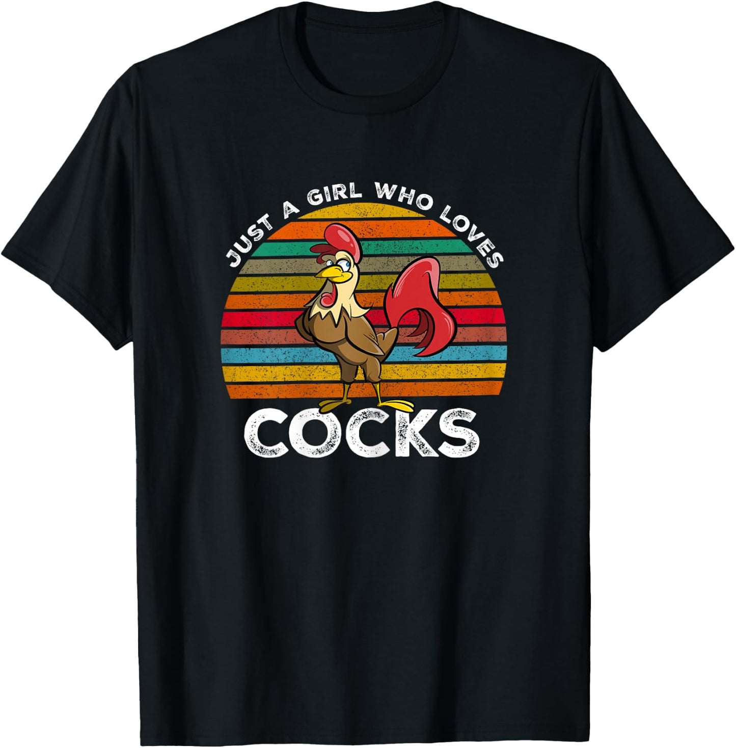 Just A Girl Who Loves Cocks - Funny Rooster Gifts T-Shirt - T-Shirt | Black