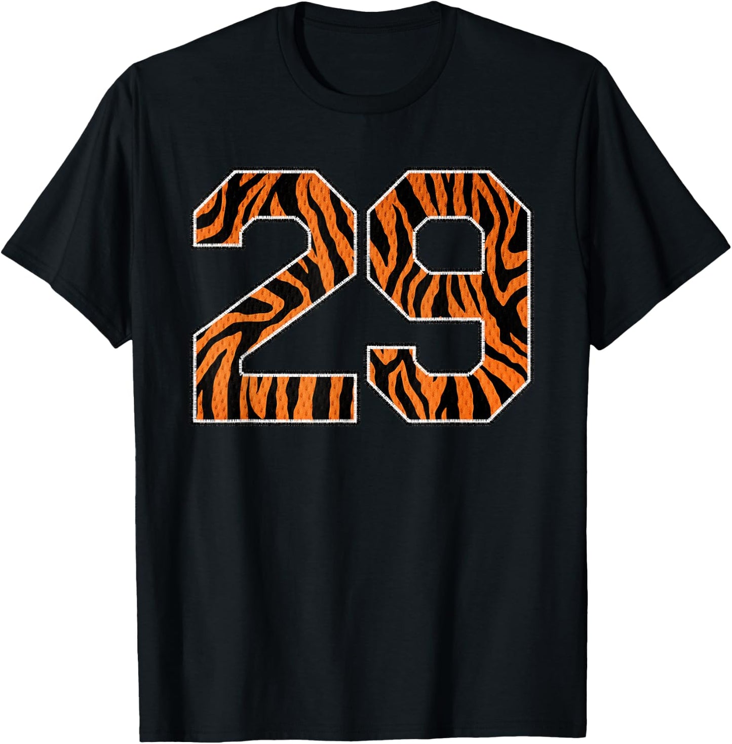 Number 29 in Orange Tiger Print Fanwear Sports Jersey Player T-Shirt - T-Shirt | Black