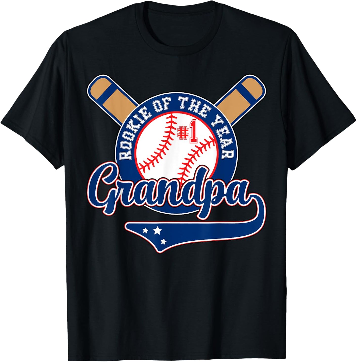 Grandpa Rookie of Year 1st Birthday Baseball Theme Matching T-Shirt - T-Shirt | Black