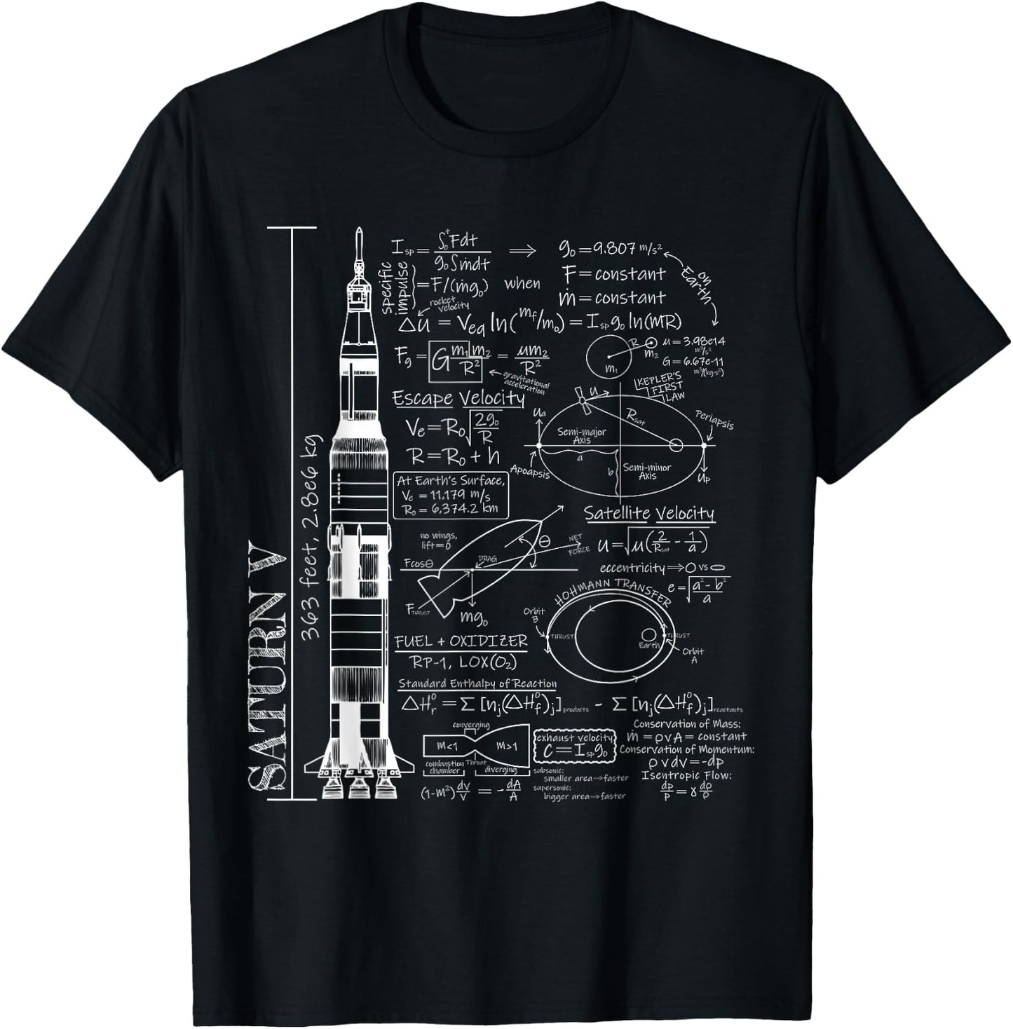 Saturn V Saturn 5 Rocket Science Equations T-Shirt - T-Shirt | Black