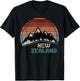 Retro Mountains New Zealand T-Shirt - T-Shirt | Black
