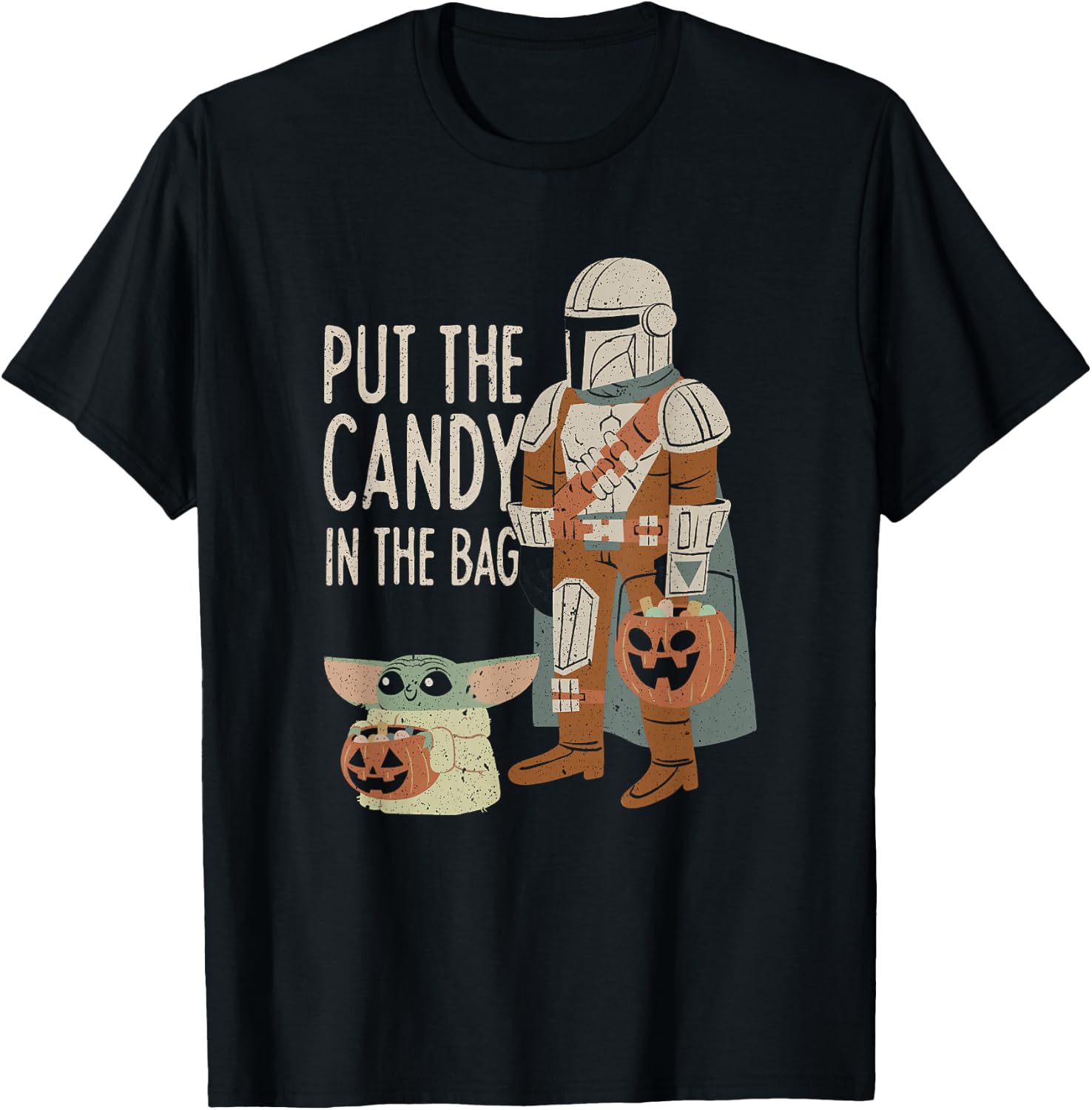 Star Wars The Mandalorian Halloween Put The Candy Distressed T-Shirt - T-Shirt | Black