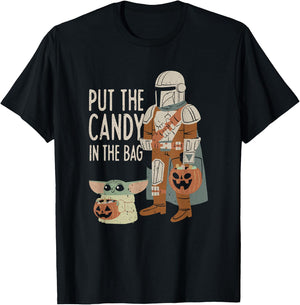 Star Wars The Mandalorian Halloween Put The Candy Distressed T-Shirt - T-Shirt | Black