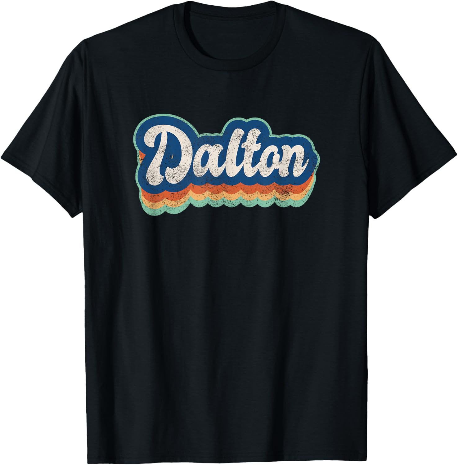 Dalton First Name Boy Vintage Style 70s 80s Personalized T-Shirt - T-Shirt | Black