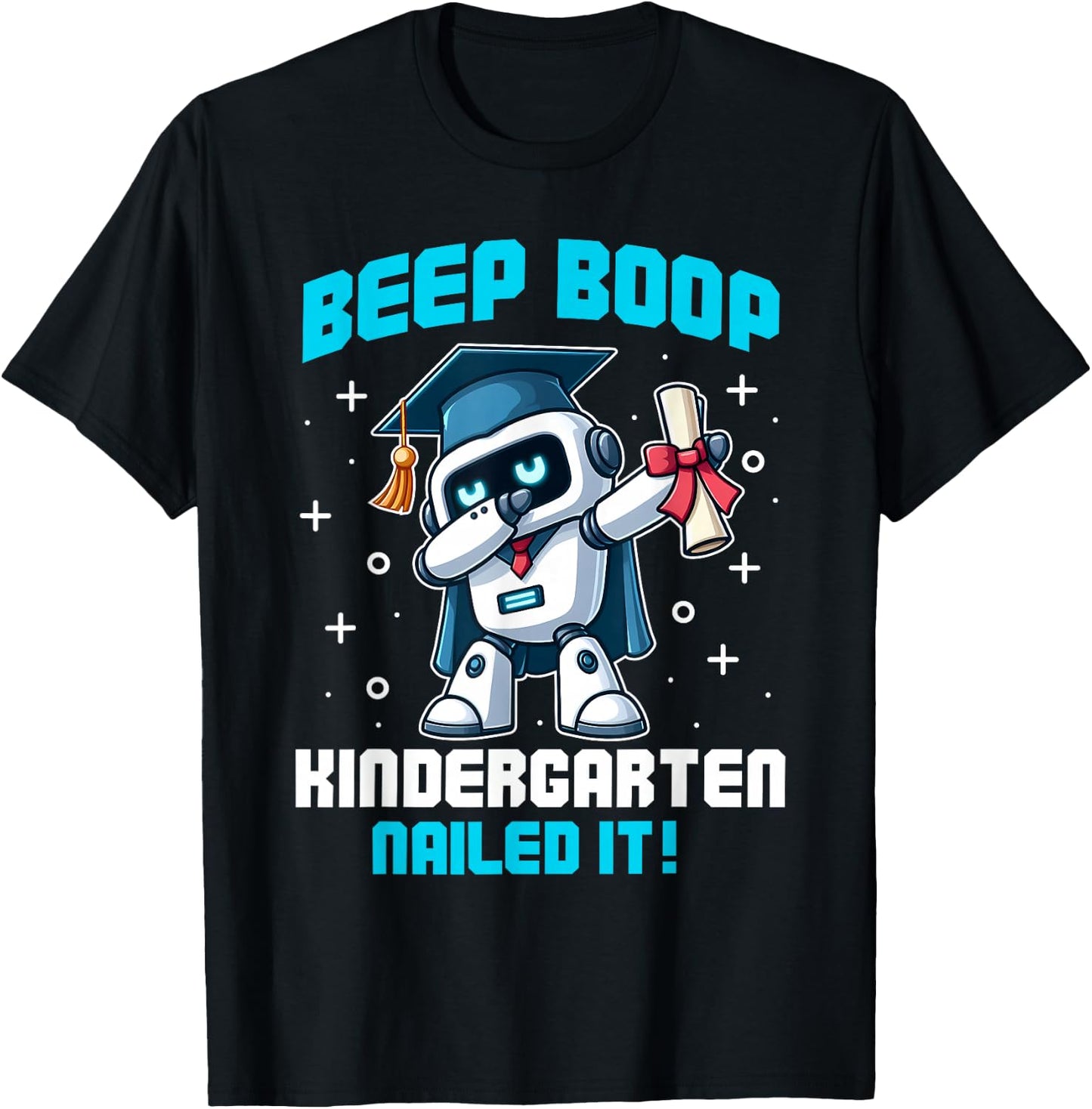 Dabbing Robot Kindergarten Graduation Cap Diploma Boys Kids T-Shirt - T-Shirt | Black