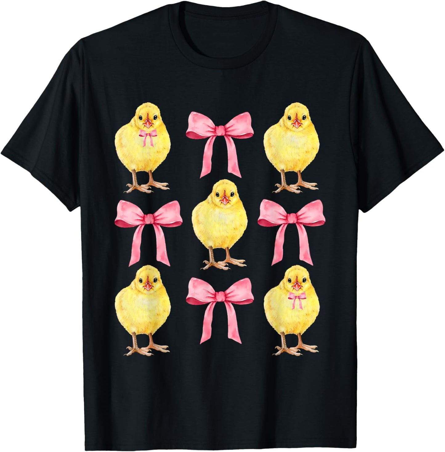 Funny Easter Chick Pink Coquette Bows Easter Day Girl Women T-Shirt - T-Shirt | Black