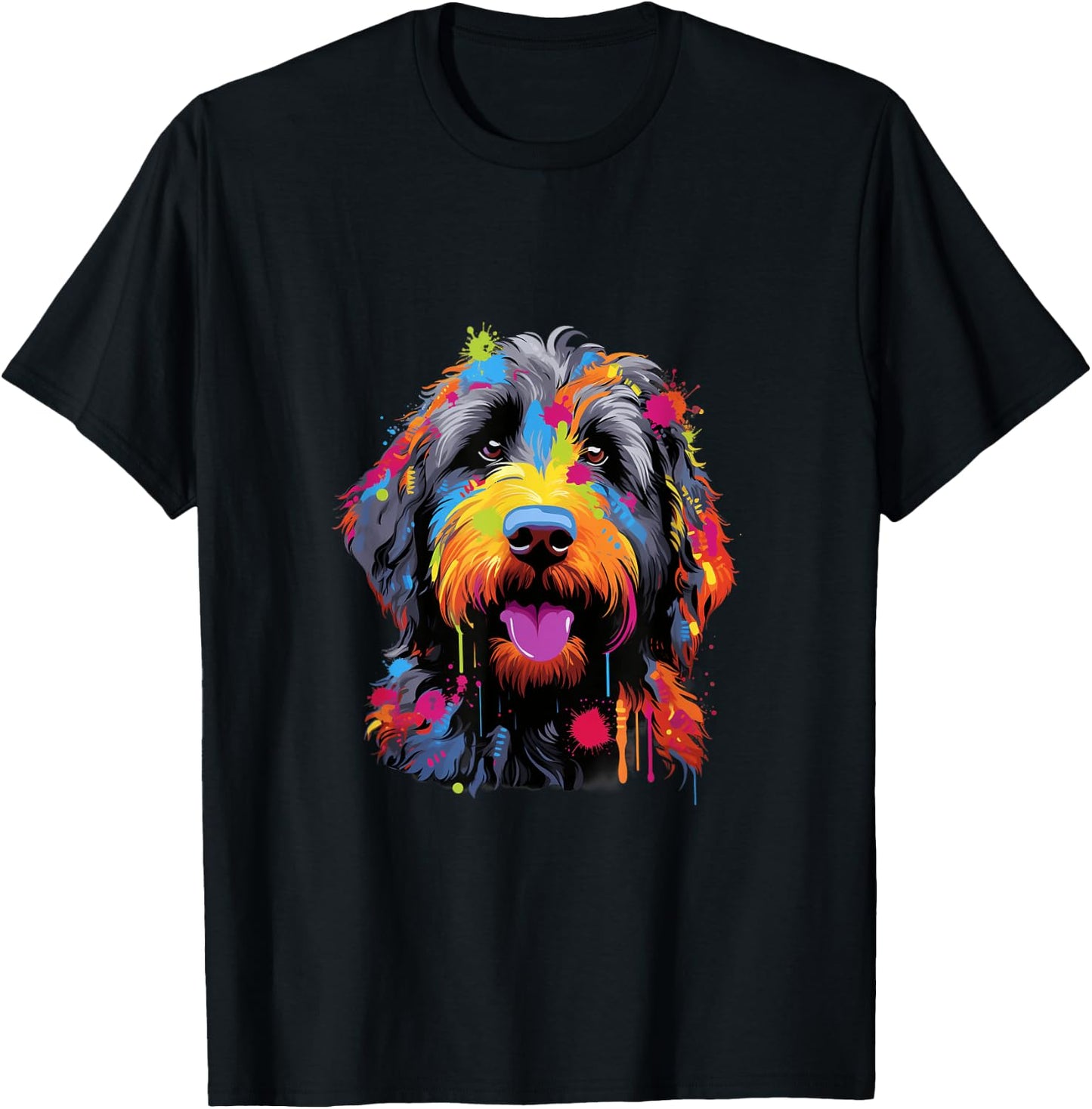 Labradoodle Pop Art I Dog Lover I Splash Art Labradoodle T-Shirt - T-Shirt | Black