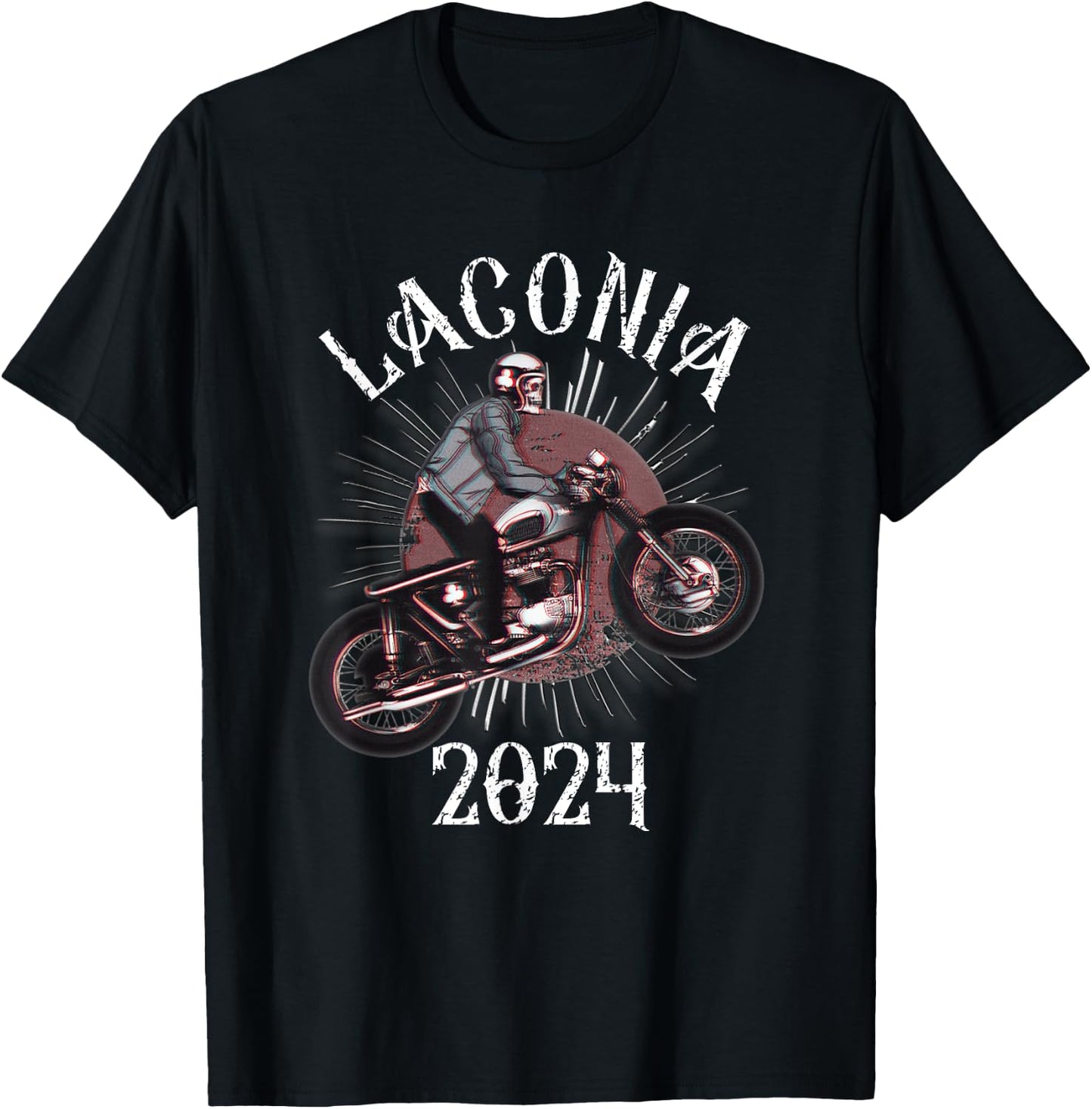 Vintage Laconia Bike Rally 2024 Weirs Beach NH Skull Biker T-Shirt - T-Shirt | Black