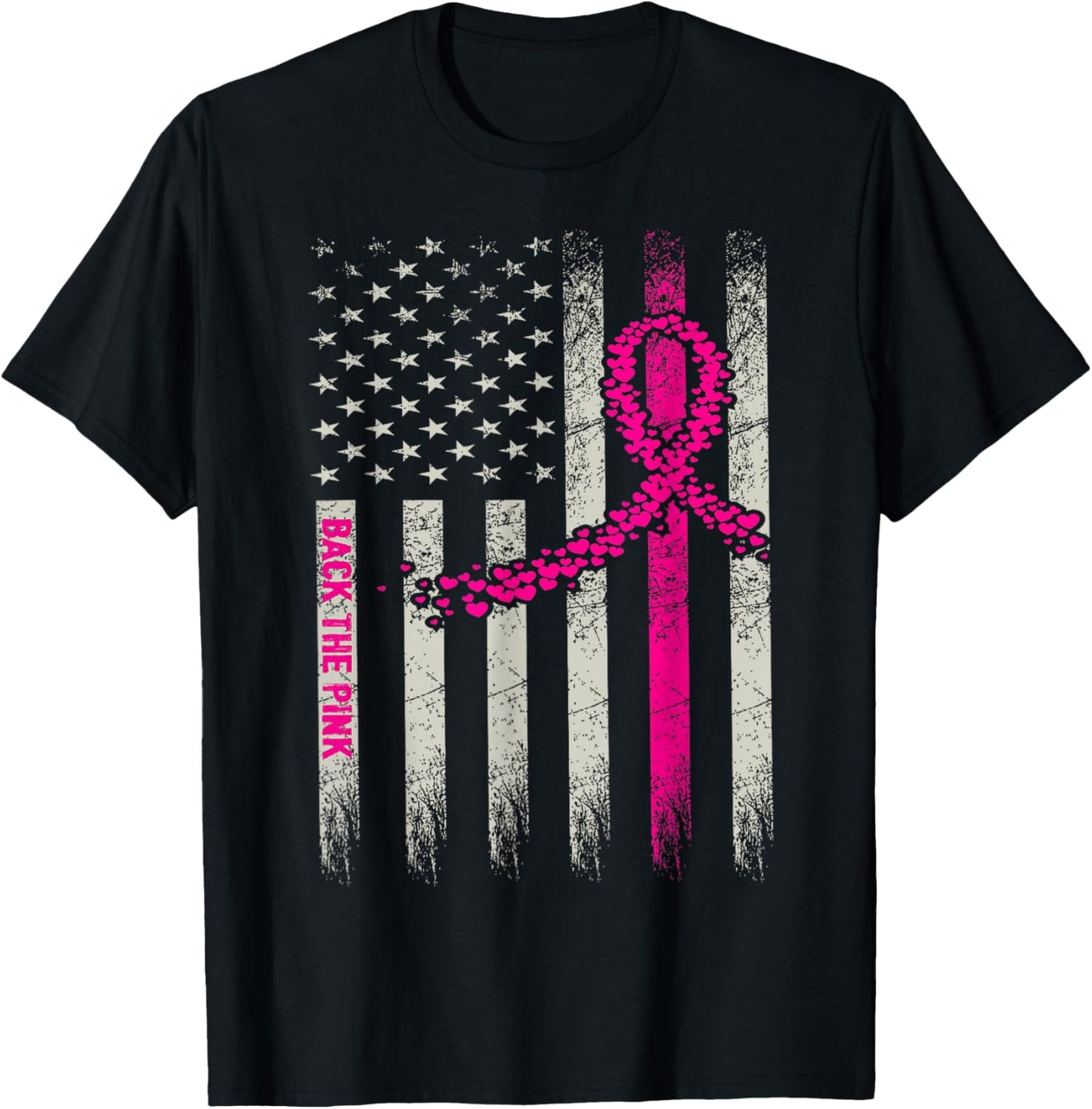Back The Pink Breast Cancer Awareness Flag Toddler Women Men T-Shirt - T-Shirt | Black