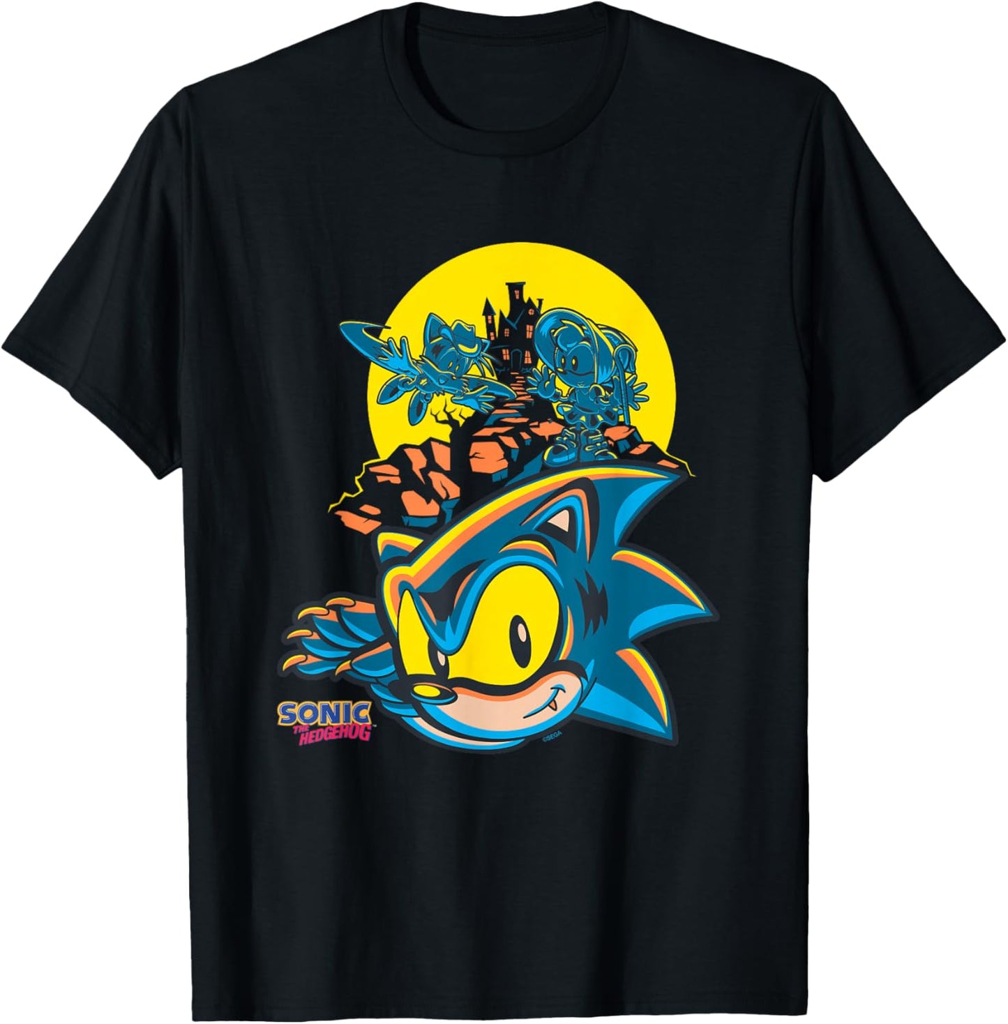 Sonic The Hedgehog Halloween Haunted House Costumes T-Shirt - T-Shirt | Black