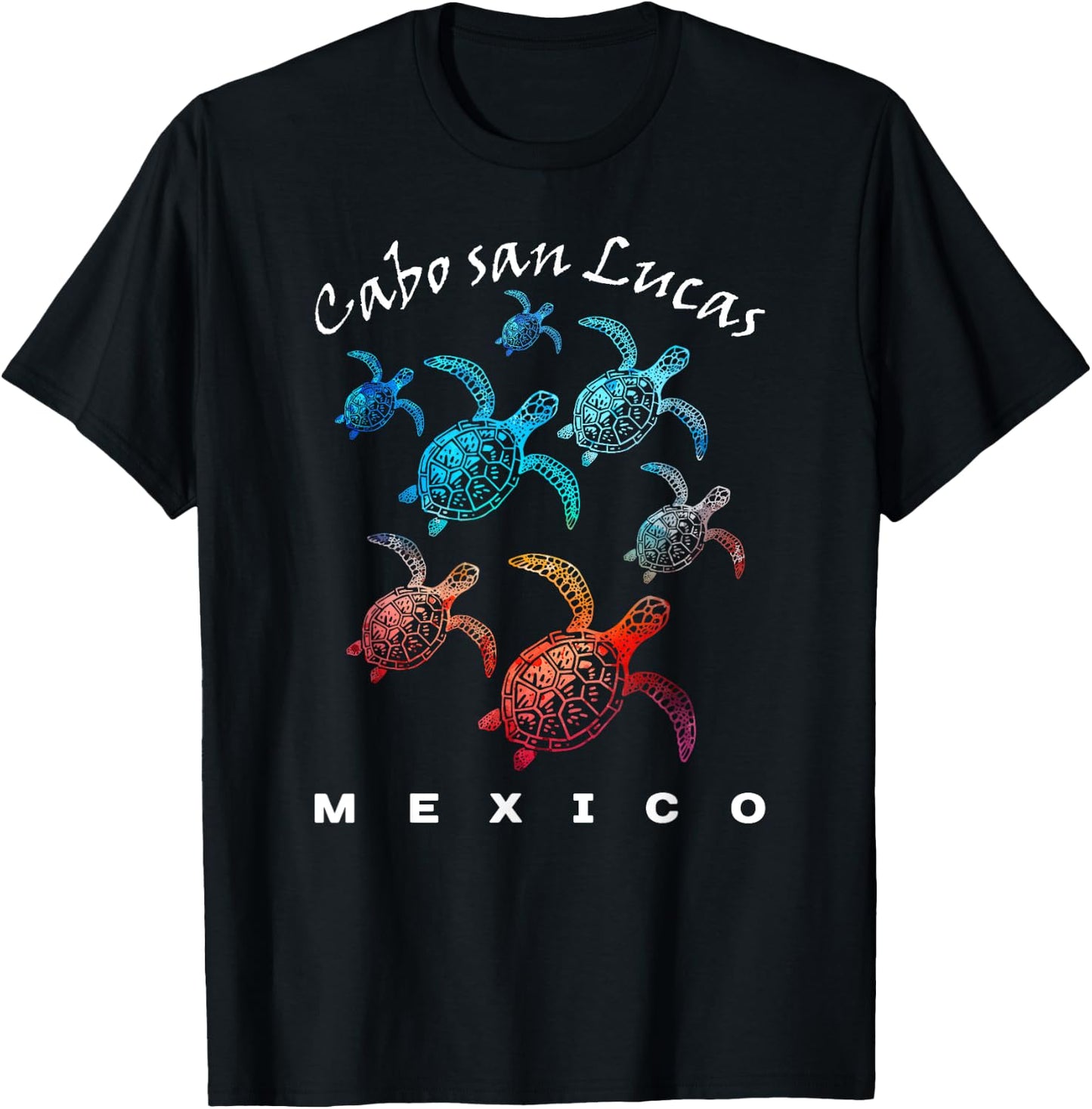 Cabo San Lucas Mexico Beach Vacation Trip Sea Turtle Graphic Women Kids T-Shirt - T-Shirt | Black