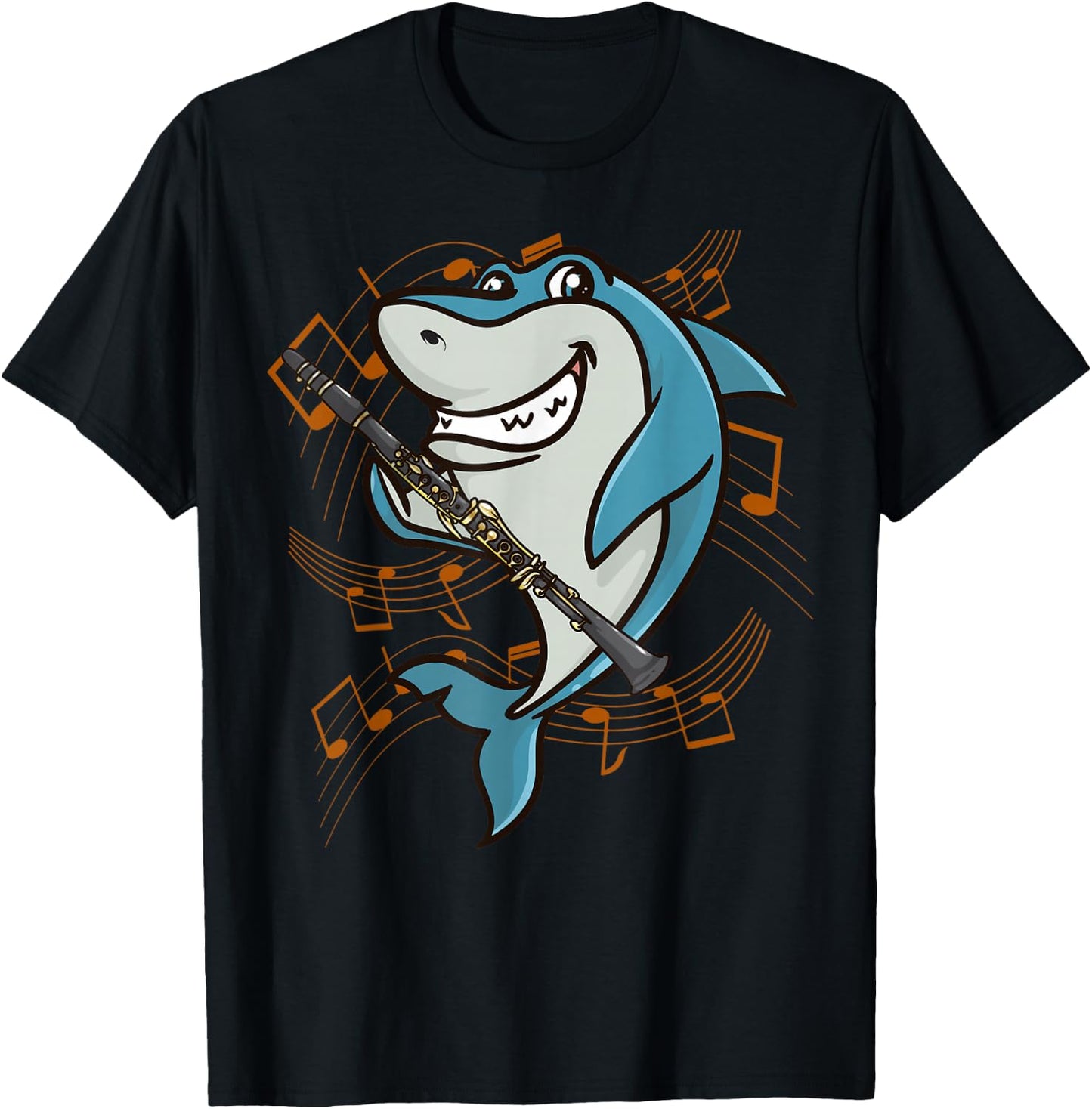 Shark Clarinet Player Play Clarinet In Band T-Shirt - T-Shirt | Black