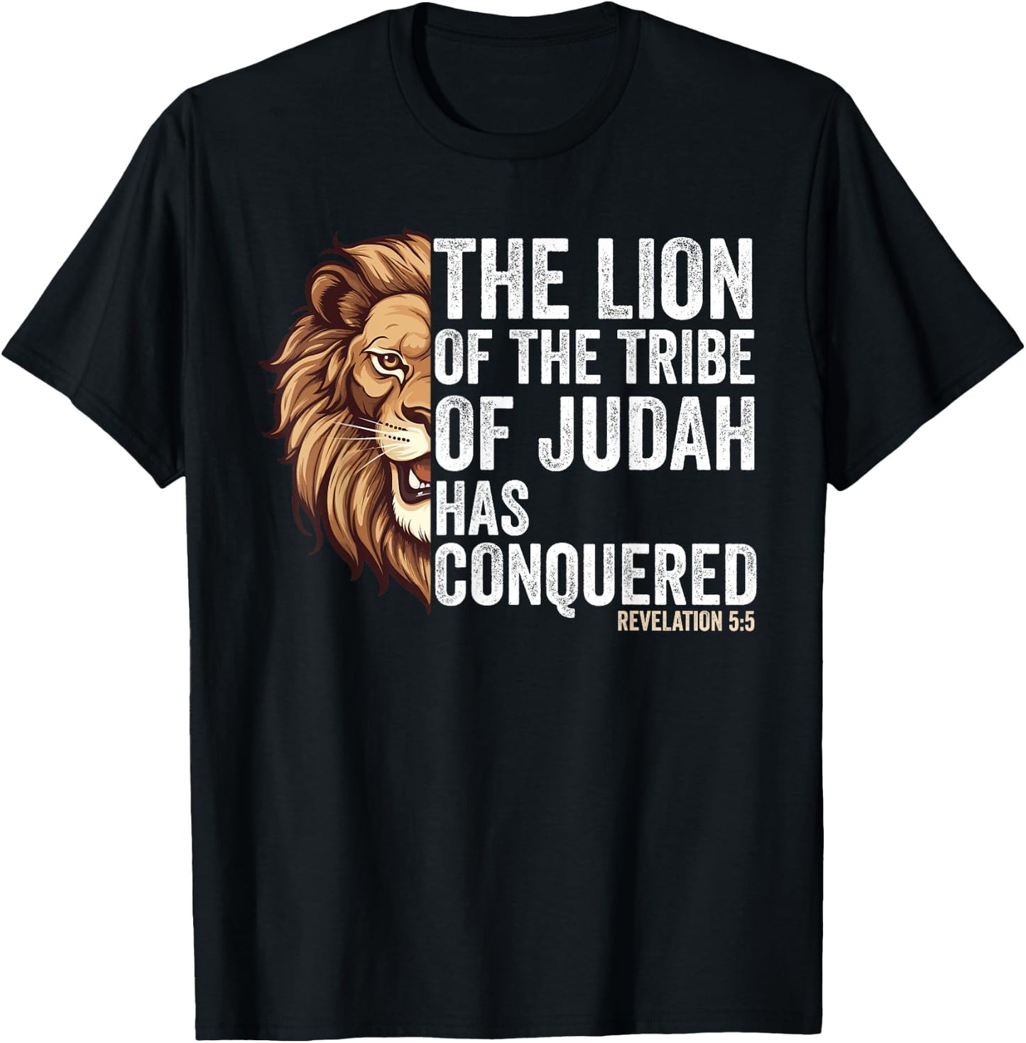 Lion of Judah Jesus Revelation Bible Verse Christian T-Shirt - T-Shirt | Black