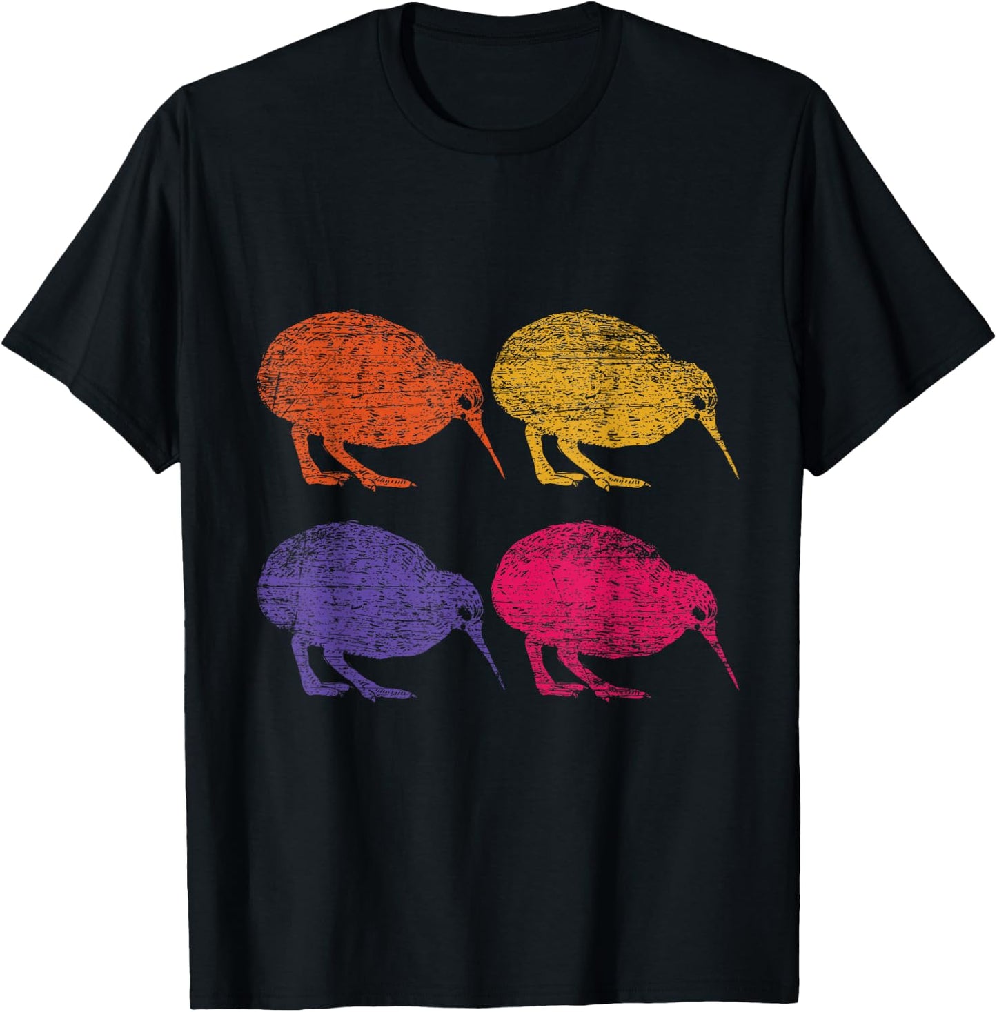 Cute Bird Retro Kiwi NZ New Zealand T-Shirt - T-Shirt | Black